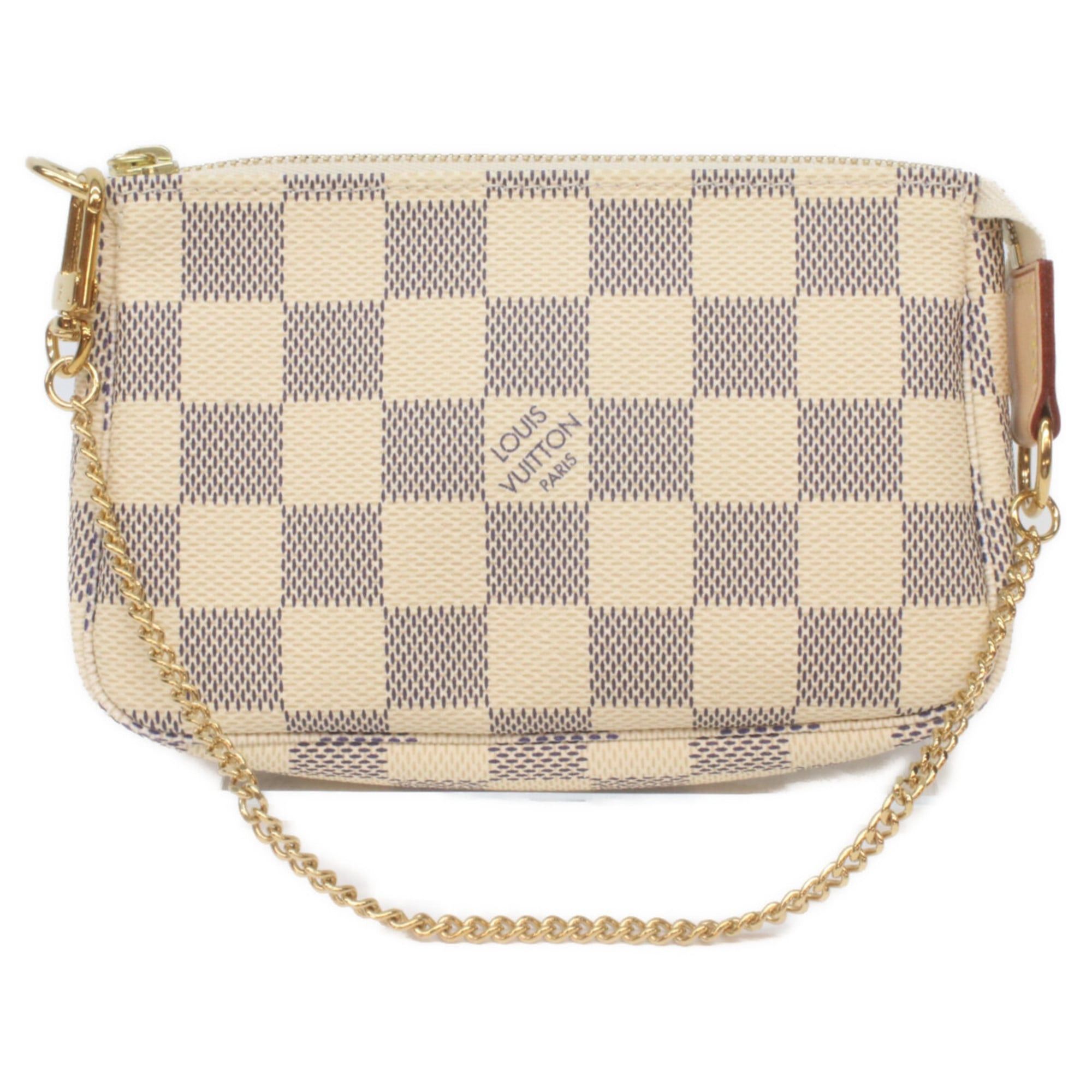 Louis Vuitton N58010 Damier Azur Mini Pochette Accessory Pouch White Women's