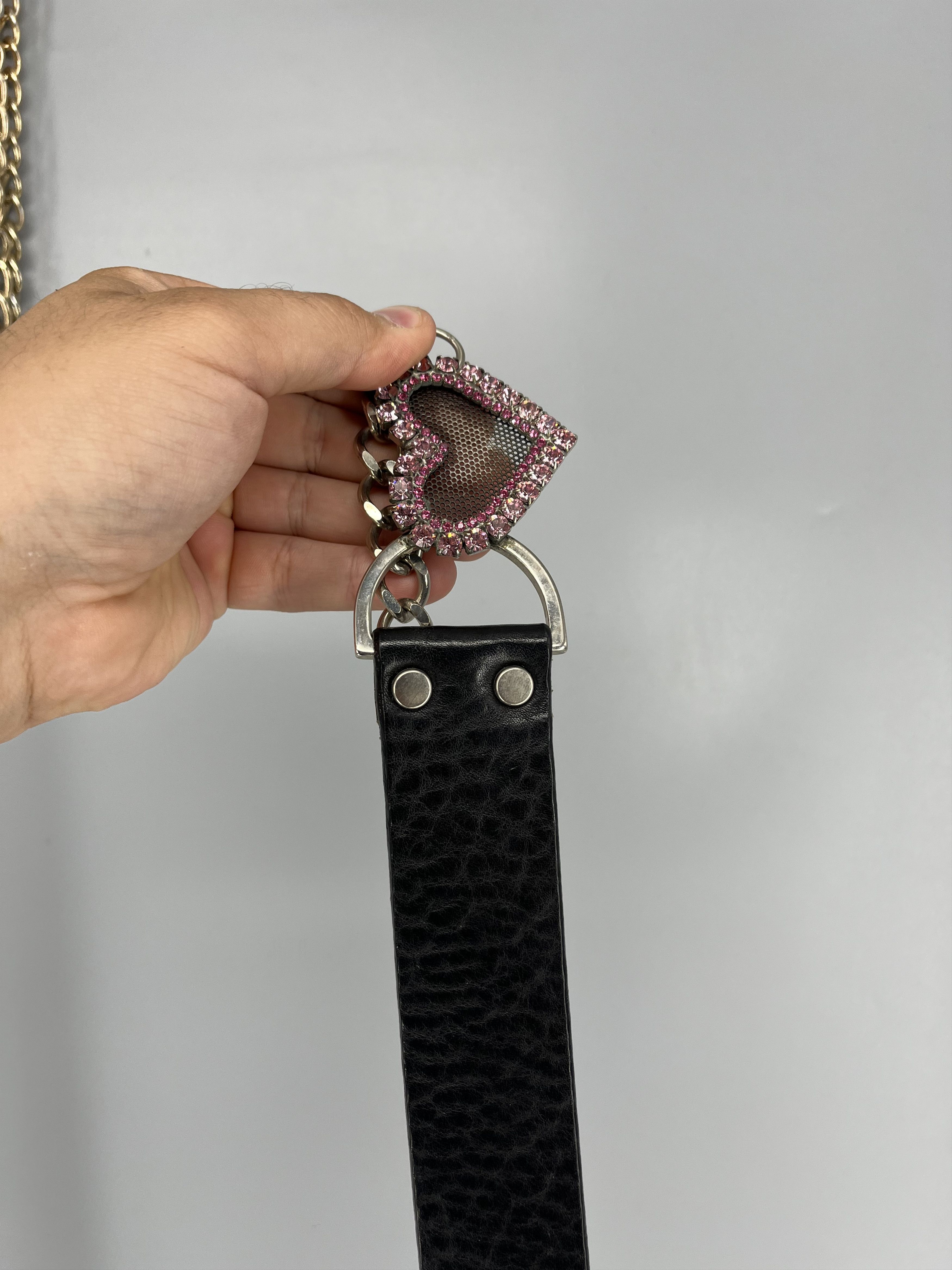 Iceberg ICEBERG Leather Belt with Chain & Pink Heart Charm Size ONE SIZE - 4 Thumbnail