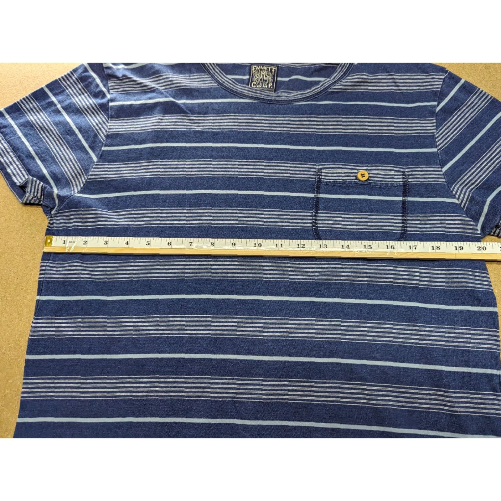 Emmett EMMETT Well Made Striped Shirt Mens Size M Blue White Front Pocket Tee Size US M / EU 48-50 / 2 - 3 Thumbnail