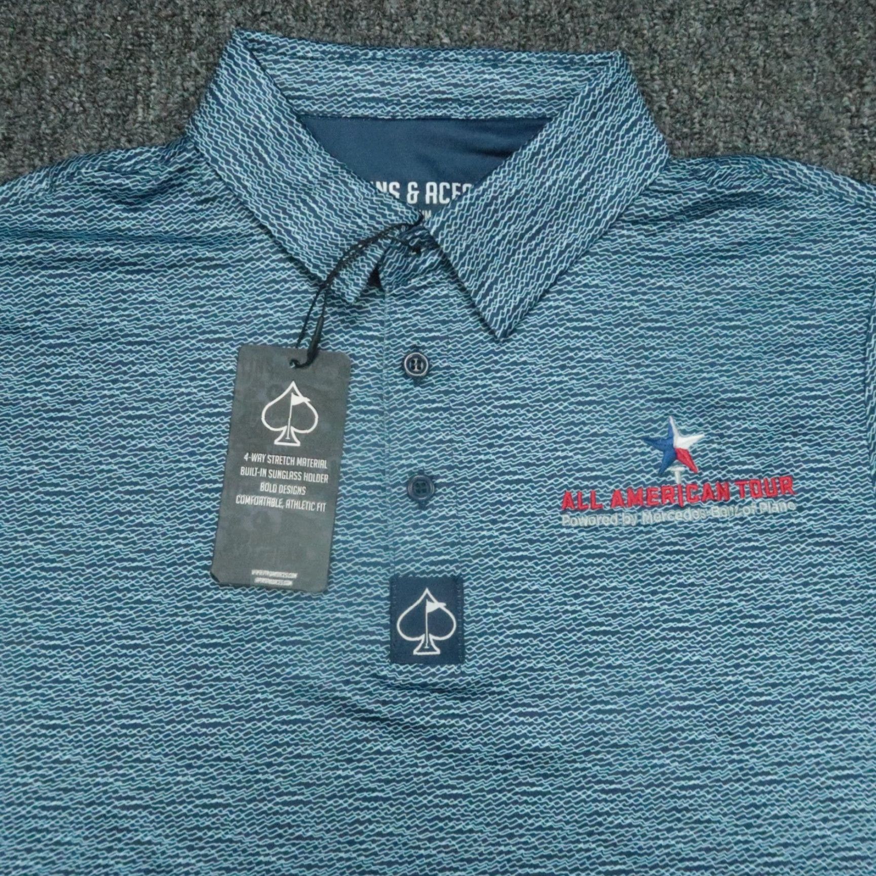 Vintage Pins & Aces Shirt Mens Medium Blue Performance Polo All American Tour NWT Size US M / EU 48-50 / 2 - 2 Thumbnail