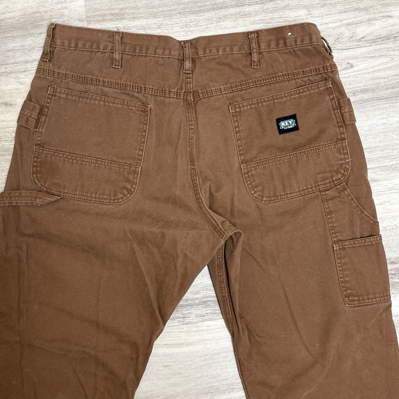Other Key Pants Mens 40x30 Brown Dungarees Duck Distressed Thrashe Size US 40 / EU 56 - 5 Thumbnail