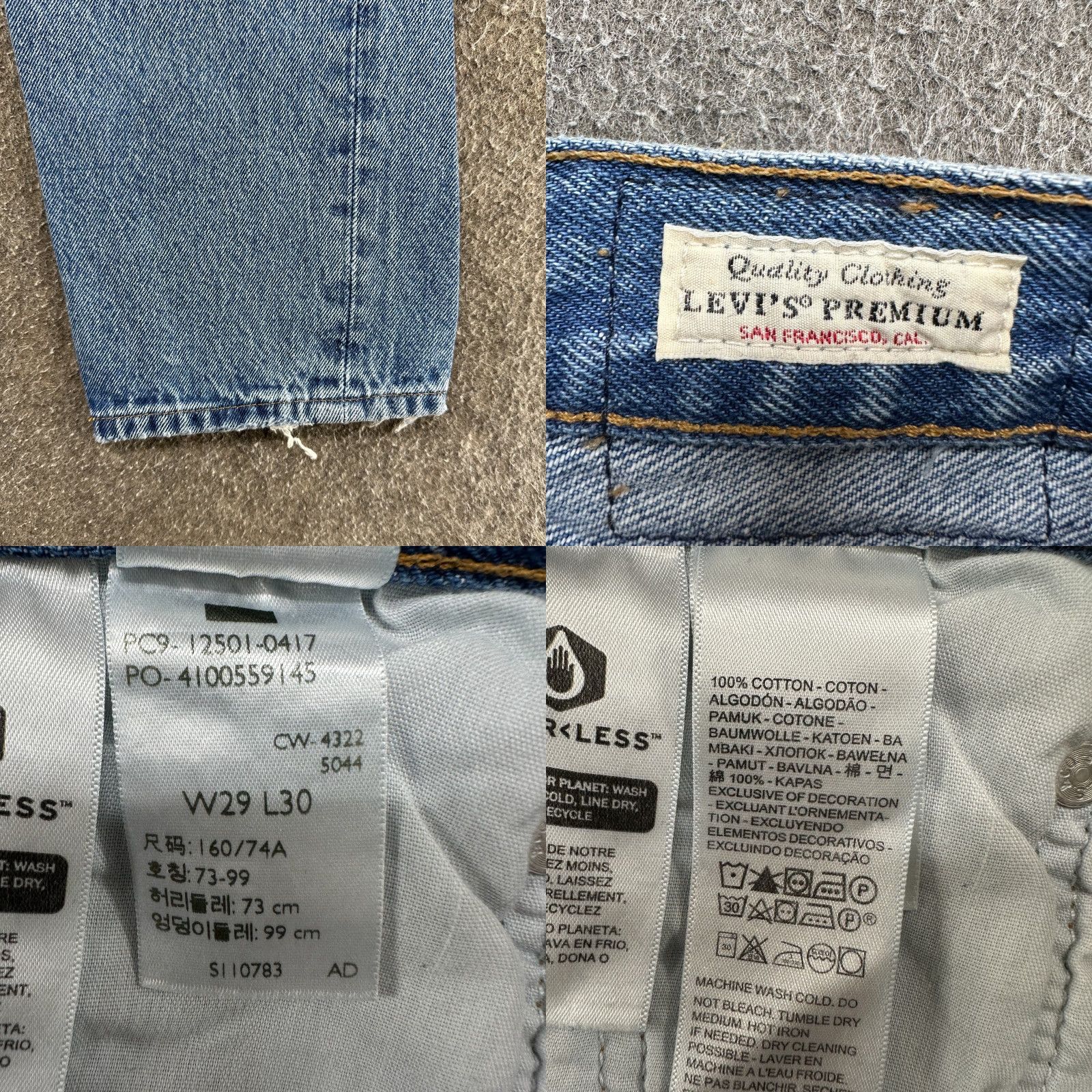 Levi's Levi's 501 Jeans Womens 29x30 Blue Light Distressed Regular Straight Denim 5-Pocket Cotton Regular Fit Vintage No Size 29" - 8 Thumbnail