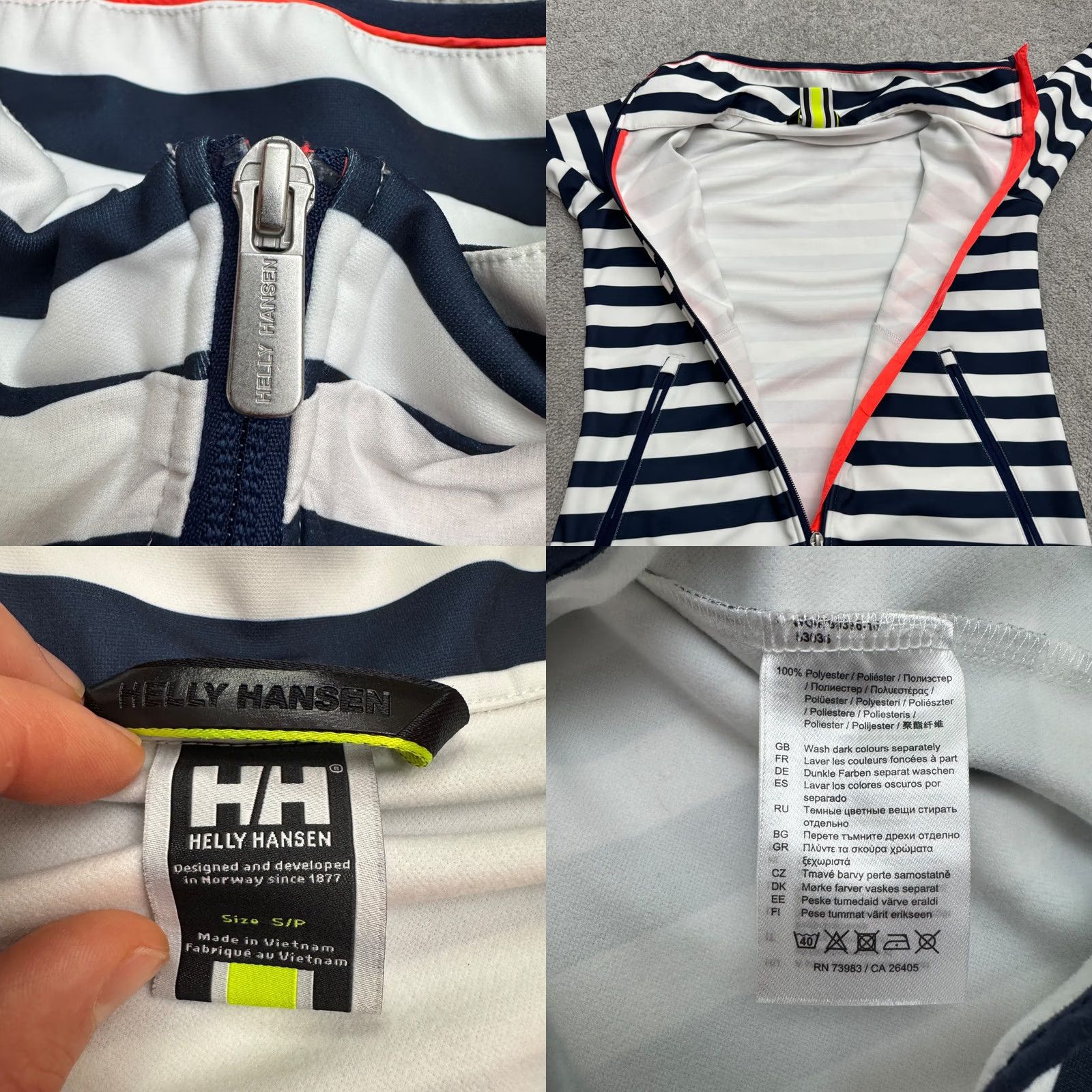 Helly Hansen Helly Hansen Jacket Womens Small Navy White Striped Fleece Size S / US 4 / IT 40 - 8 Thumbnail
