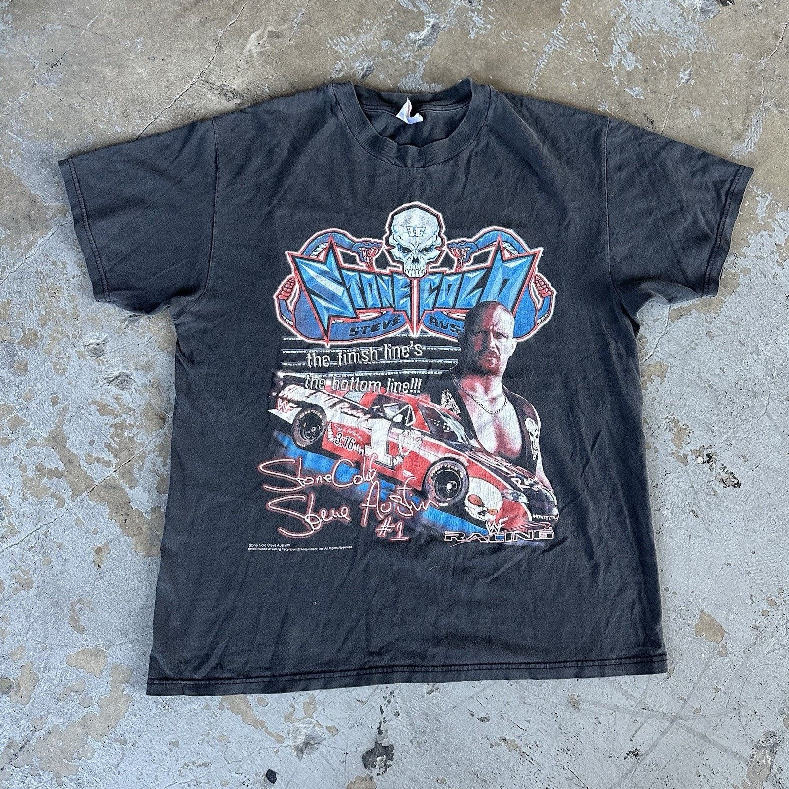 NASCAR × WWE × WWF Vintage WWF 2000 Stone Cold Steve Austin Car Racing T-Shirt Size US L / EU 52-54 / 3 - 2 Thumbnail