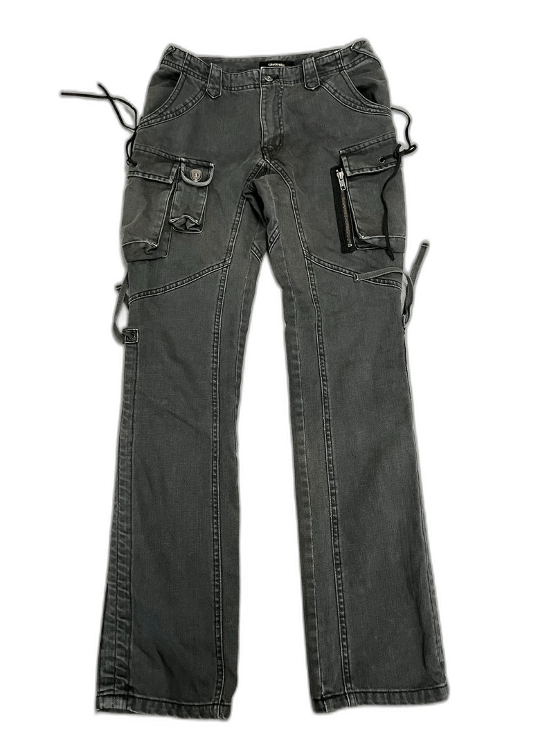 Tactical Vintage Denim Pants with Detailed Pockets-2506