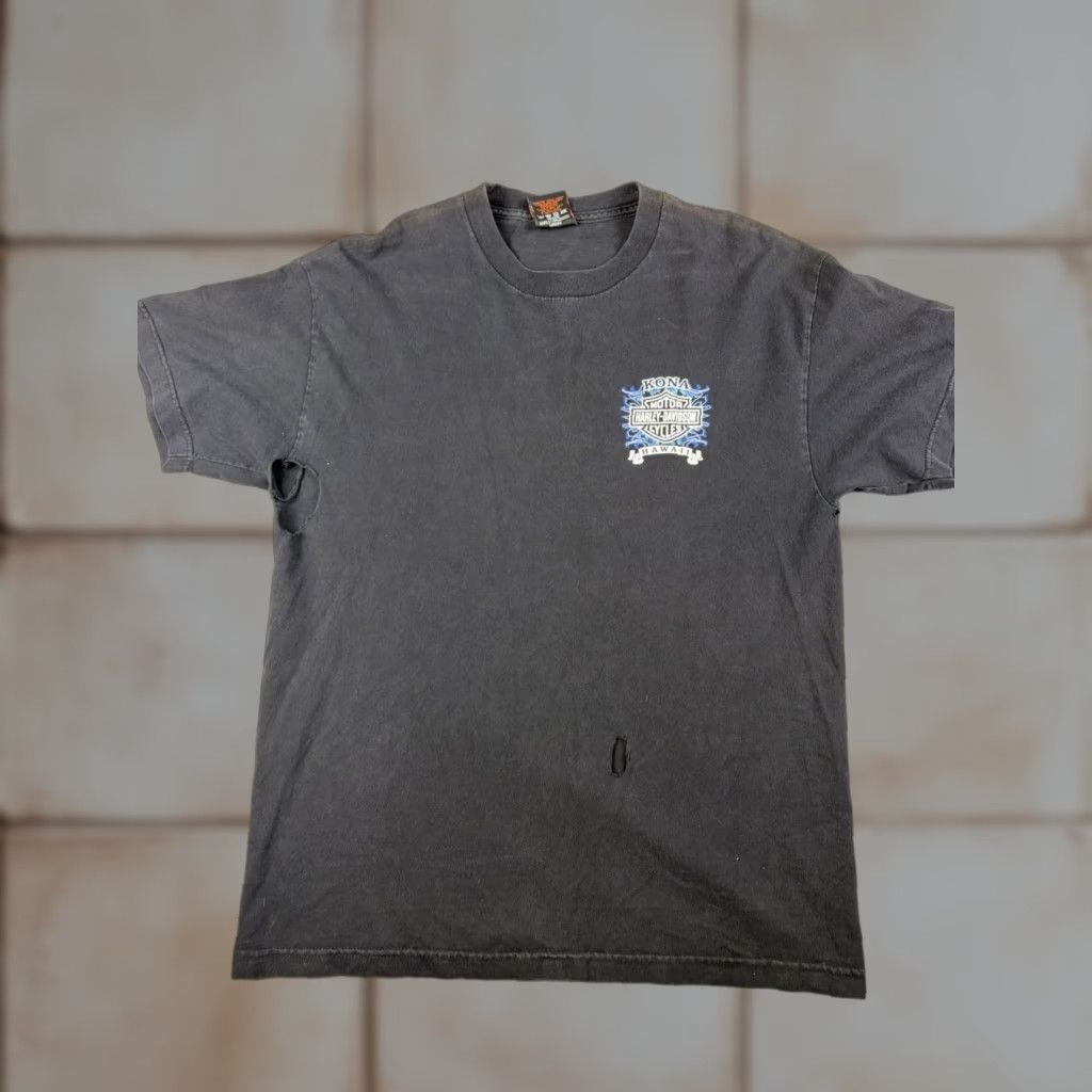 Harley Davidson VINTAGE Harley-Davidson Shirt Men’s Large Black Kona Hawaii Motorcycle Bike Graphic Print Short Sleeve Crew Neck Double-Sided Mens L Size US L / EU 52-54 / 3 - 1 Thumbnail