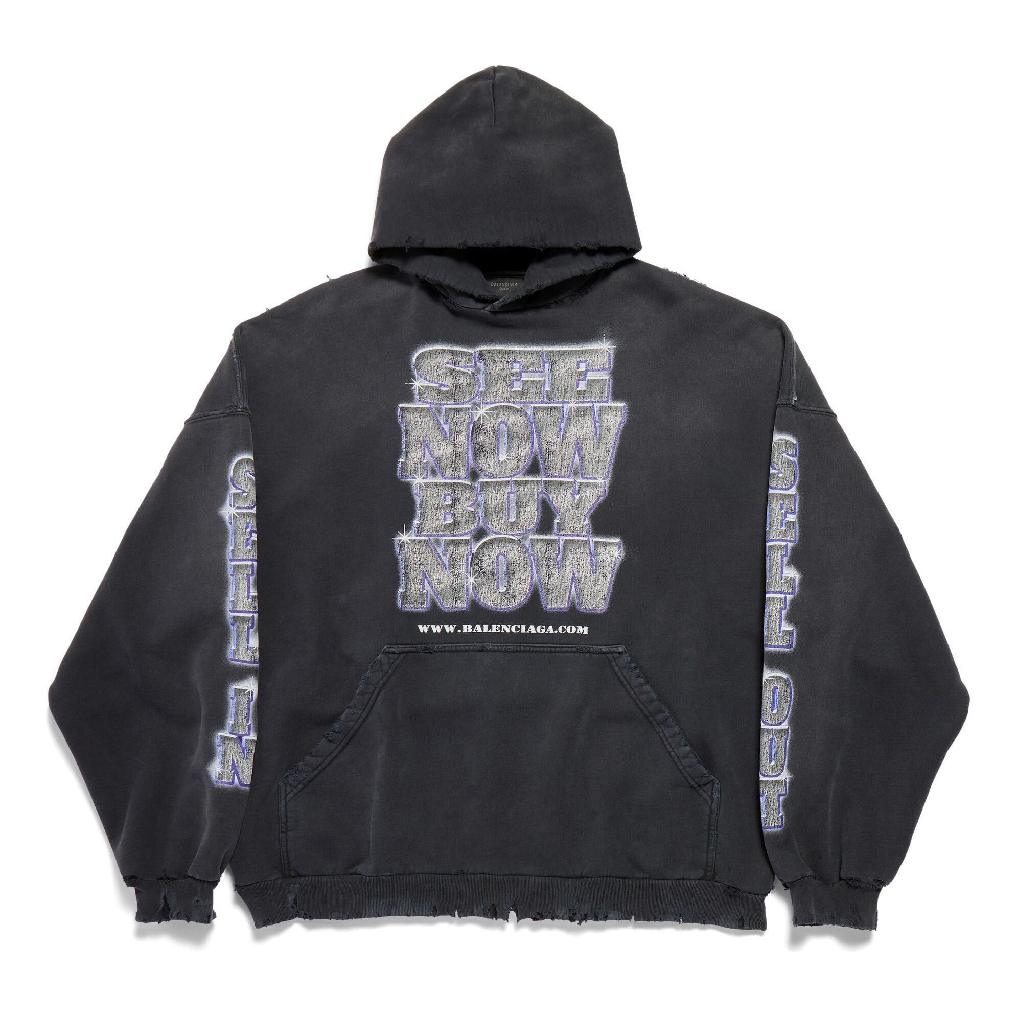 Balenciaga o1s1rm1125 SNBN Hoodie Large Fit in Black Size L / US 10 / IT 46 - 1 Thumbnail