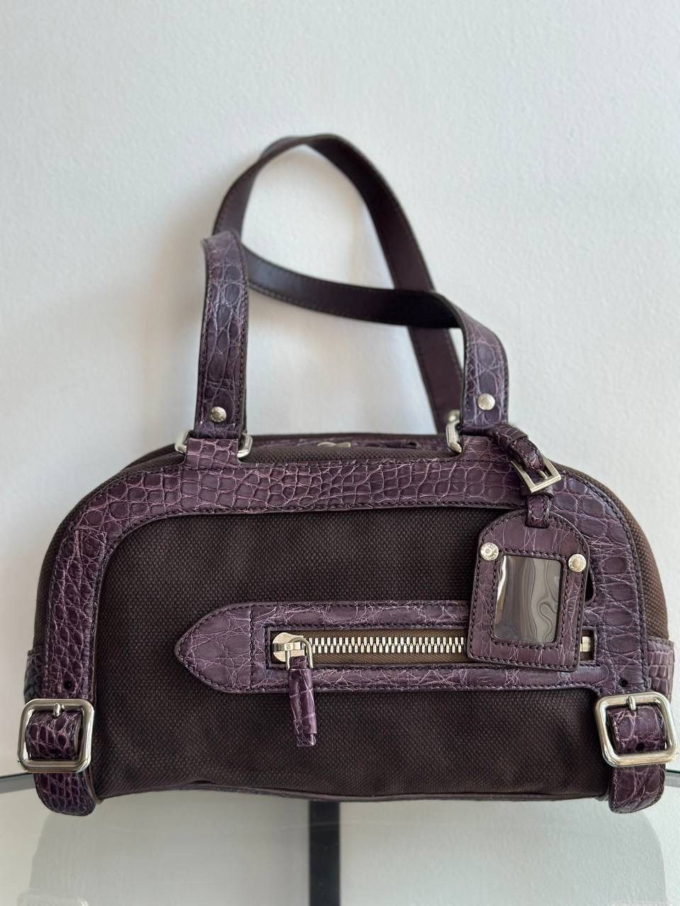 Dior Prada Vitello Zipper Buckle Bag Bowling crocodile purple Size ONE SIZE - 1 Thumbnail