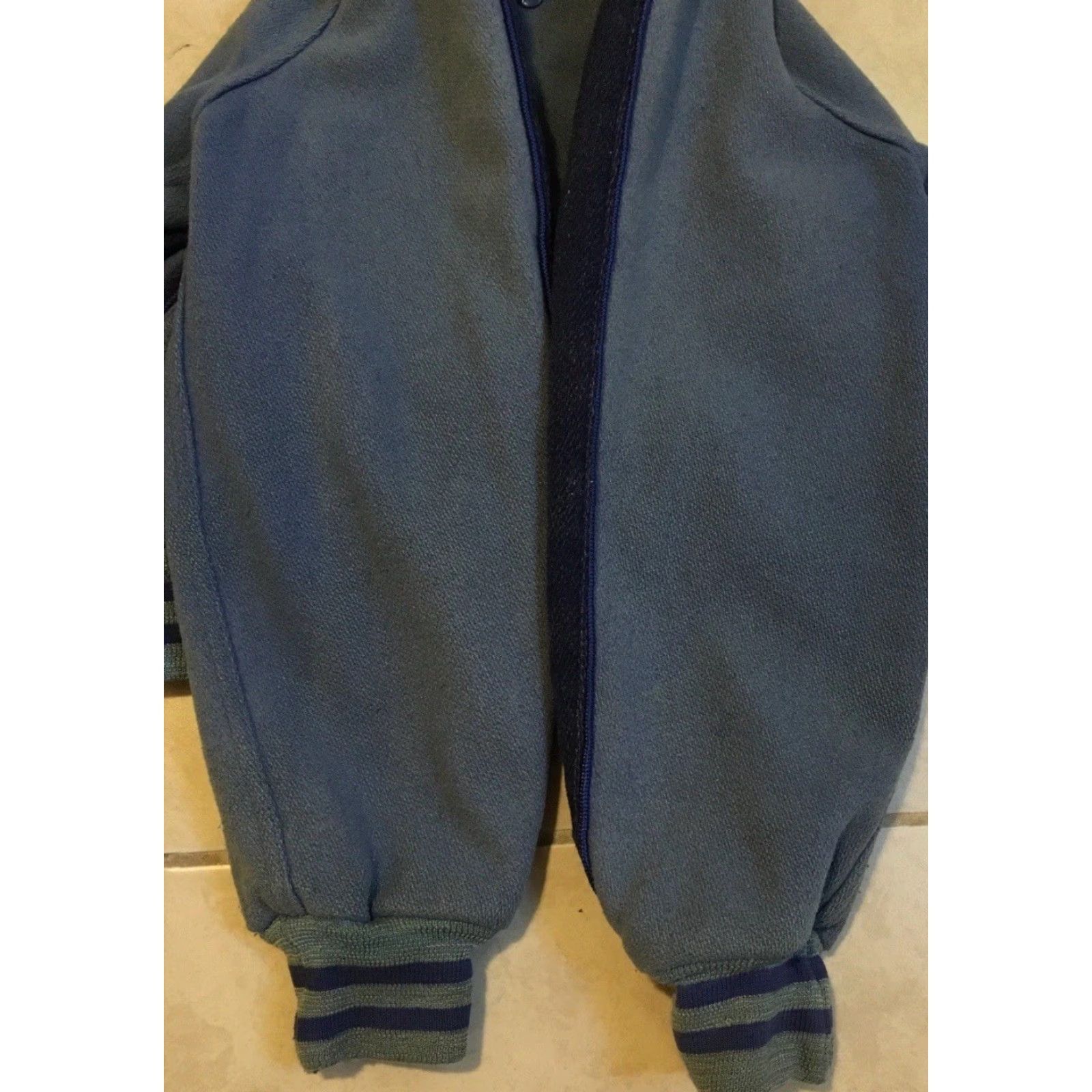Vintage Vtg 60s Faded Varsity Letterman Jacket 36 USA Wool Blue Striped Bomber Jacket Mens 60s 70s Grunge Football Track PE University School California LSHS Size US XXS / EU 40 - 4 Thumbnail