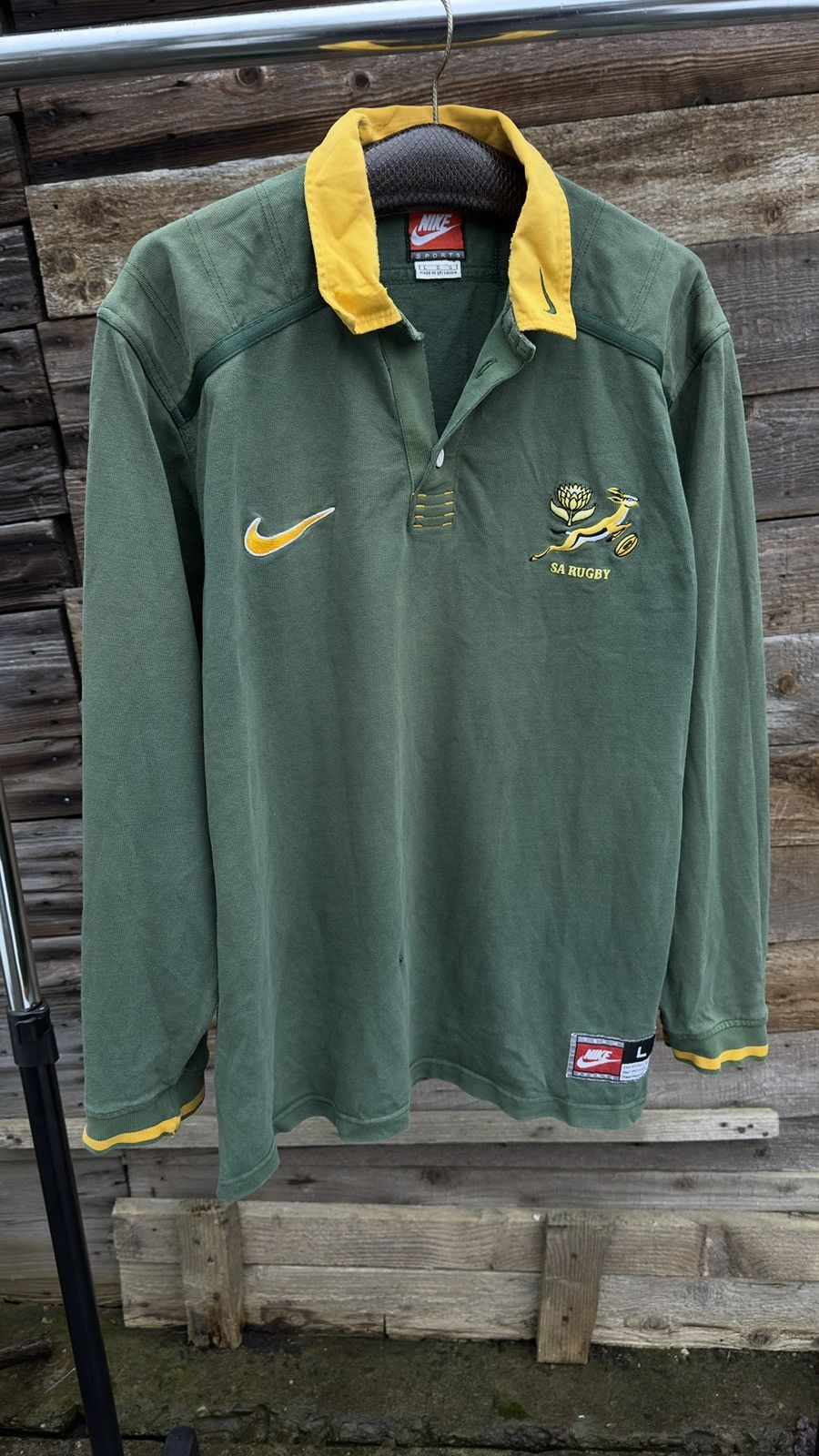 Nike intage 90s Nike SA Rugby South Africa Green Needs Repair Size US L / EU 52-54 / 3 - 2 Thumbnail