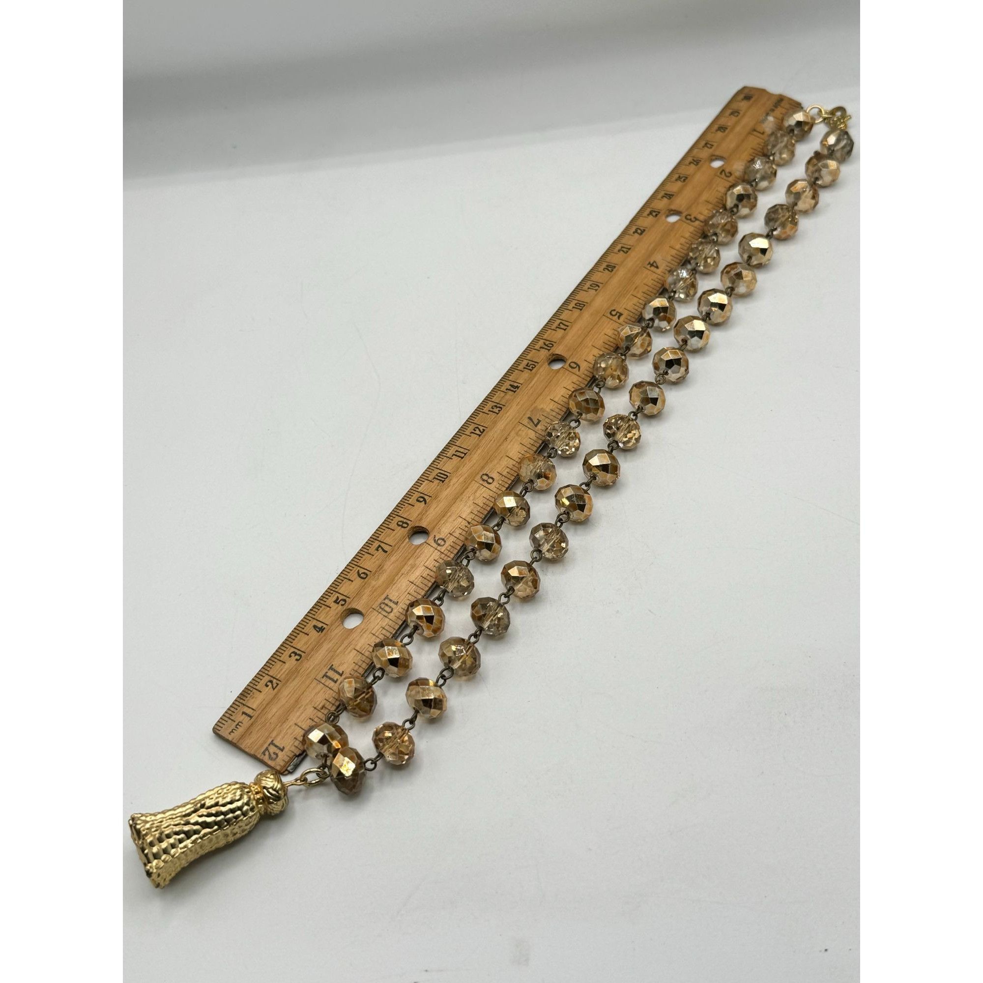 Vintage Vintage gold crystal beaded tassel necklace Size ONE SIZE - 5 Thumbnail