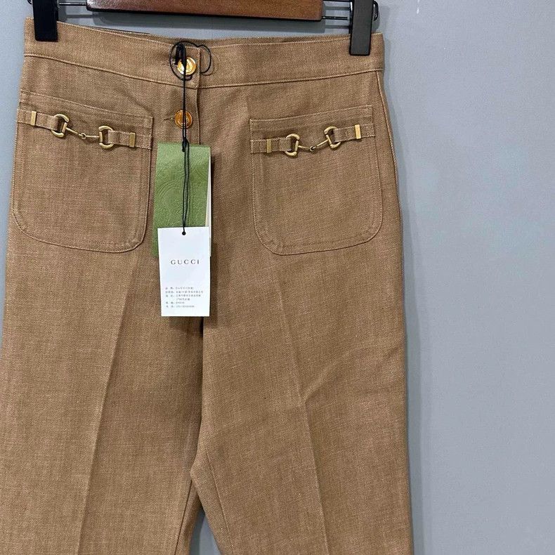 Gucci Gucci Horse buckle brown linen long Size US 38 / EU 54 - 2 Thumbnail