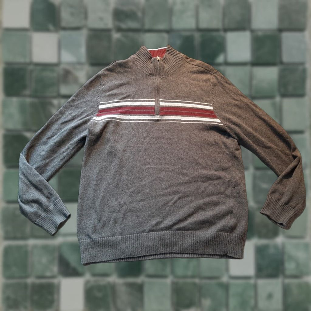 Vintage Sun River Mens Sweater Knit Striped Gray Long Sleeve Cotton Crew Neck Pullover Size M Regular Modern Casual Size US M / EU 48-50 / 2 - 1 Thumbnail
