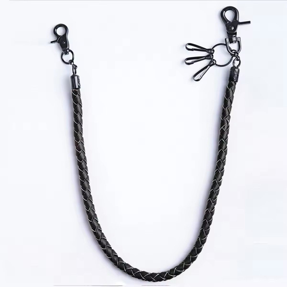 Jewelry Black Classic Punk Leather Biker Keychain Size ONE SIZE - 2 Thumbnail