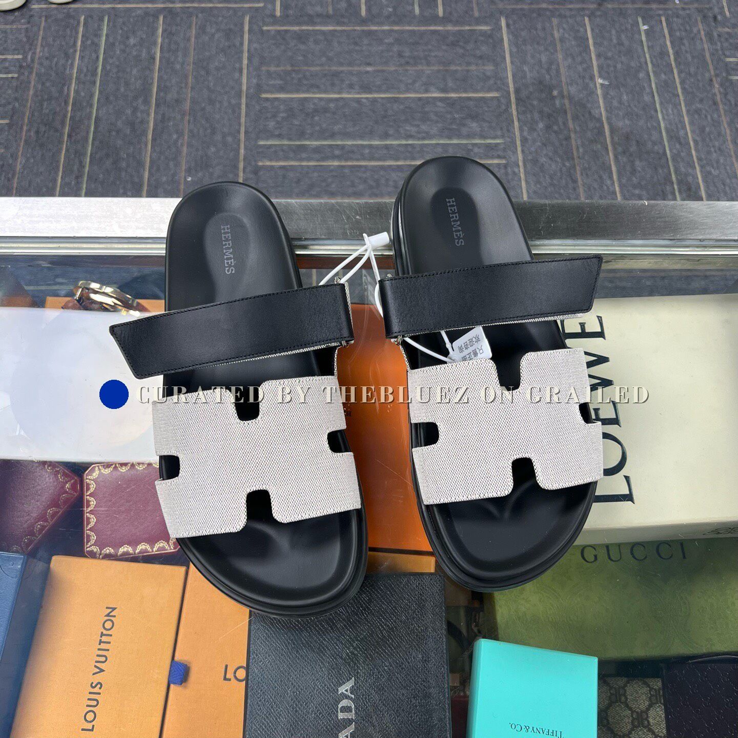 Hermes Black Leather Men\'s Slide Sandals with Silver Buckle unbox my new shoes with me ?? #hermes #hermeshaul  main image 2