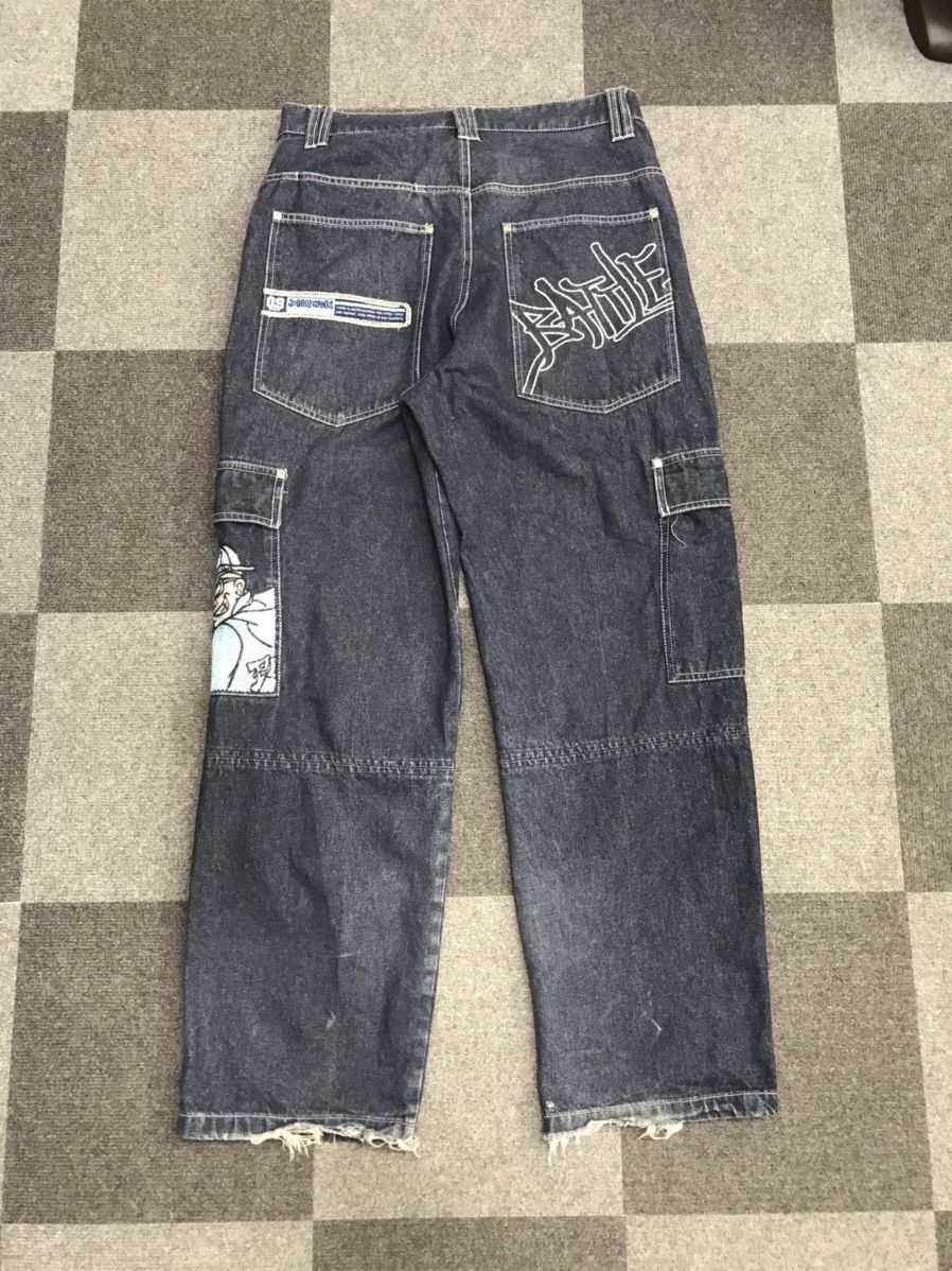 Japanese Brand BAGGY🔥BOBBYGANG Hip Hop Skater Cargo Jeans Size US 32 / EU 48 - 16 Thumbnail