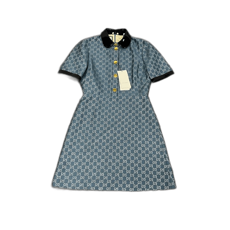 Gucci Gucci Monogram Print Dress with Detachable Collar Size L / US 10 / IT 46 - 1 Thumbnail