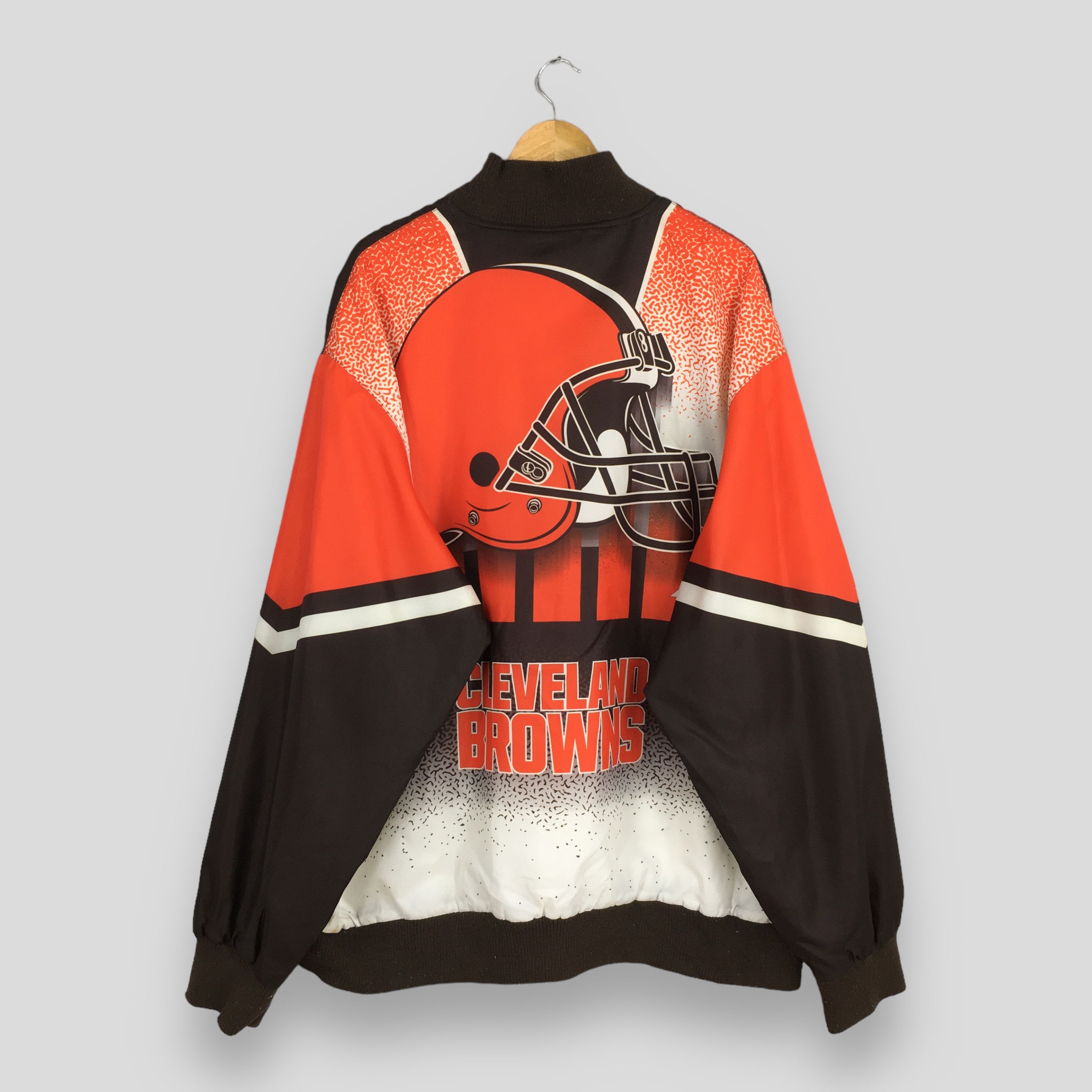 NFL Vintage Cleveland Browns Rugby NFL Bomber Jacket 4XLarge Size US XXL / EU 58 / 5 - 1 Thumbnail