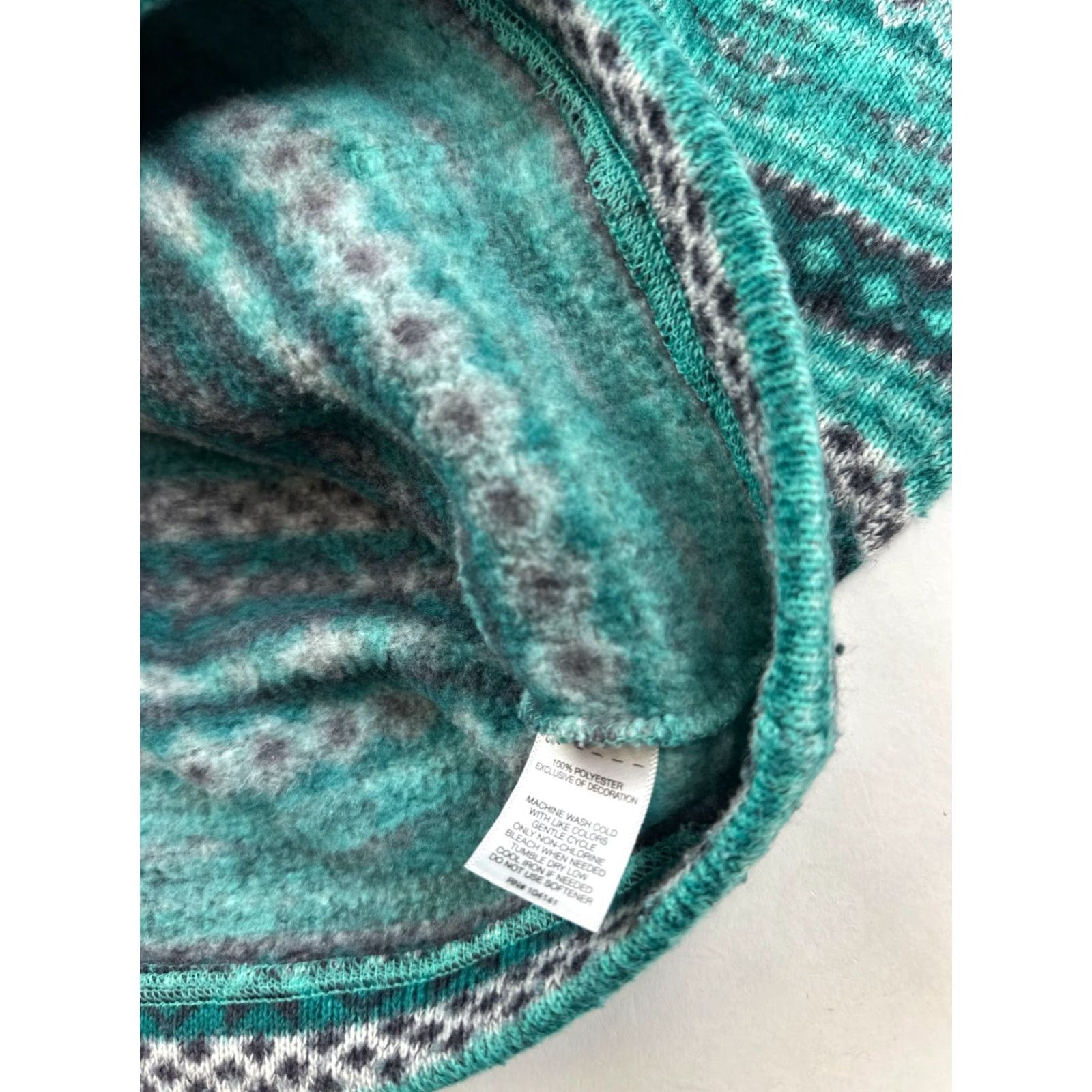 Vintage Köppen Hoodie Womens Medium Green Fair Isle Pattern Sherpa Lined Hood Pullover Size M / US 6-8 / IT 42-44 - 5 Thumbnail