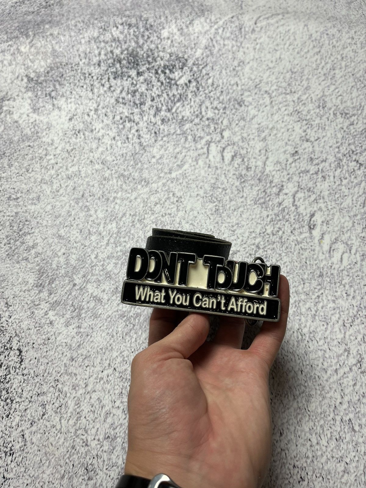 Vintage AVANT-GARDE DONT TOUCH What You Can't Afford LEATHER BELT Size ONE SIZE - 4 Thumbnail