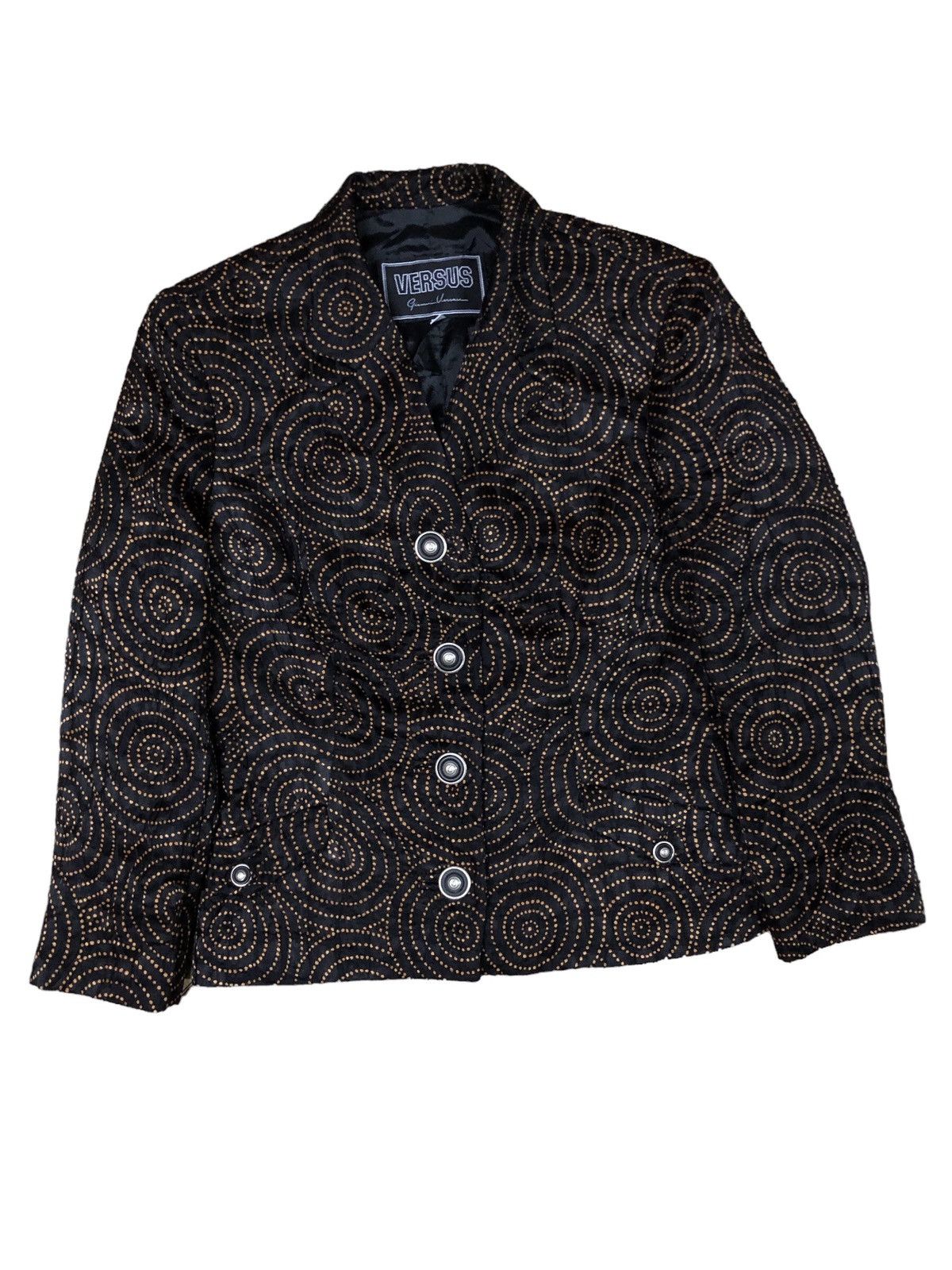 Versus Versace Versus Versace Silk Blend Wool Spiral Motif Jacket Size S / US 4 / IT 40 - 1 Thumbnail