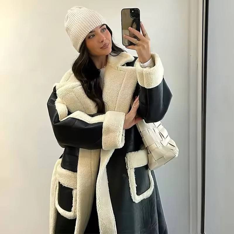fall-winter insulated long coat in classic style