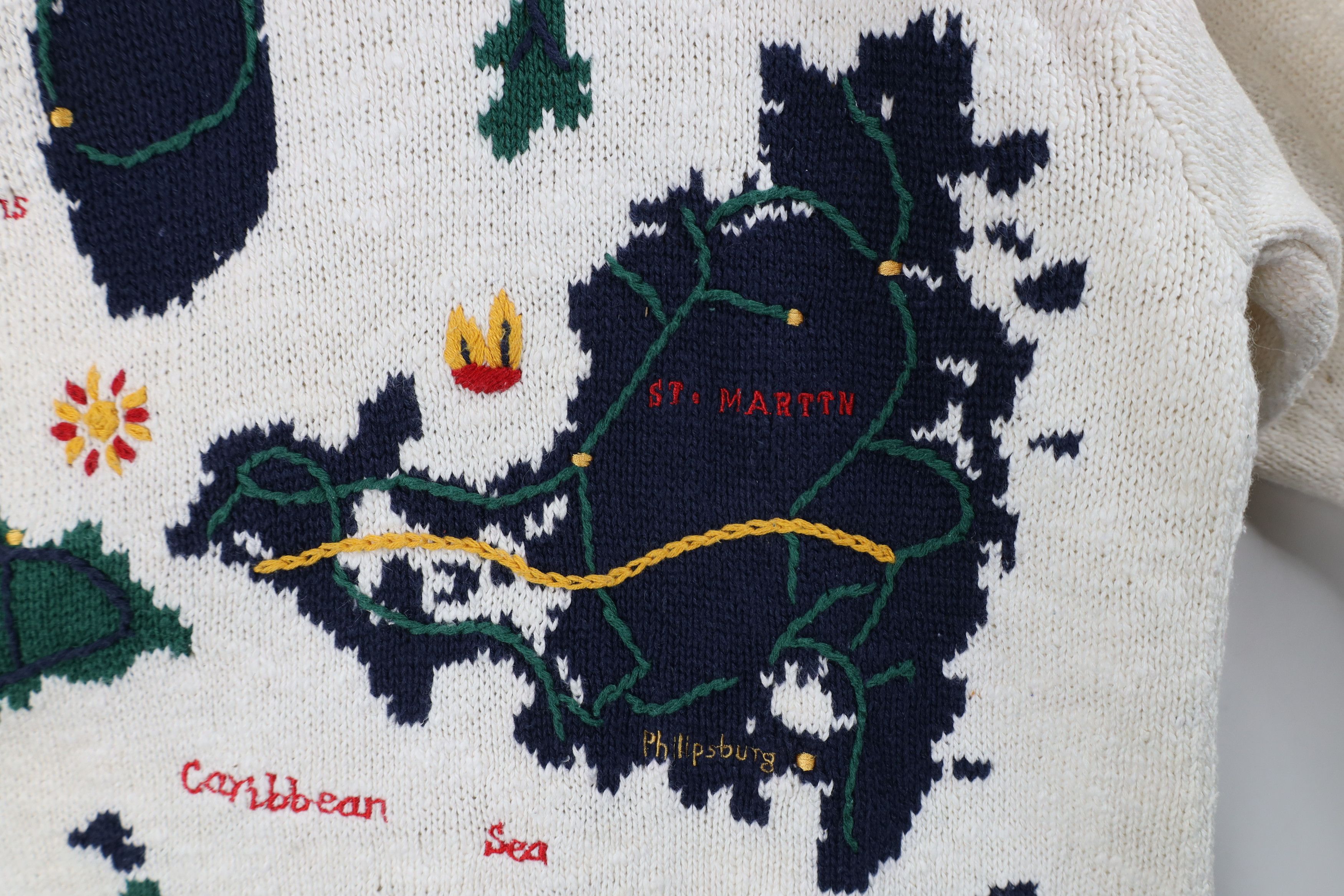 Vintage Vintage 90s Streetwear Island Map Knit Crewneck Sweater Size L / US 10 / IT 46 - 9 Thumbnail
