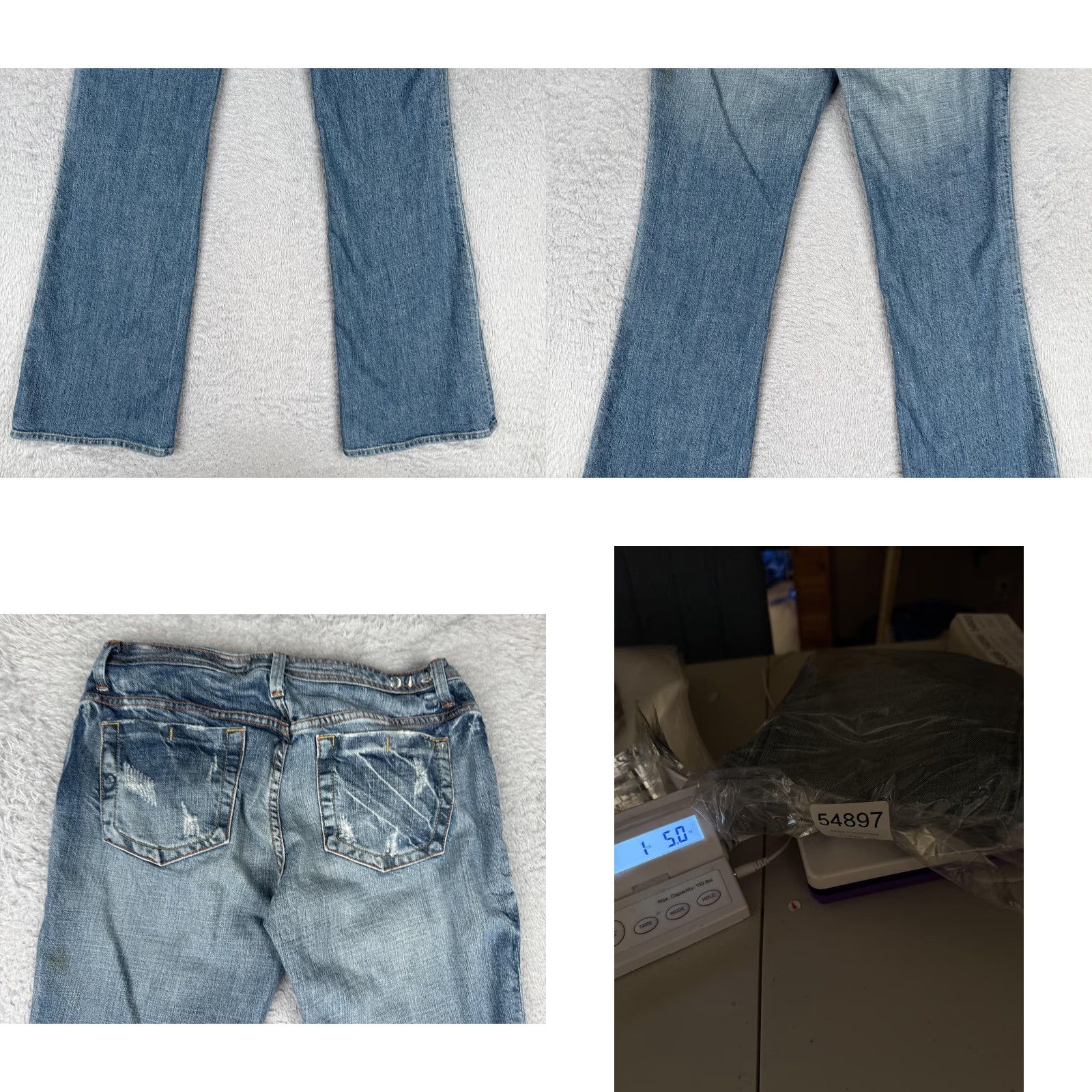 Denime 575 Denim Jeans Womens 29 Blue Medium Wash Mid Rise Flared Stretch Distressed 5-Pocket Pockets Size 29" - 10 Thumbnail