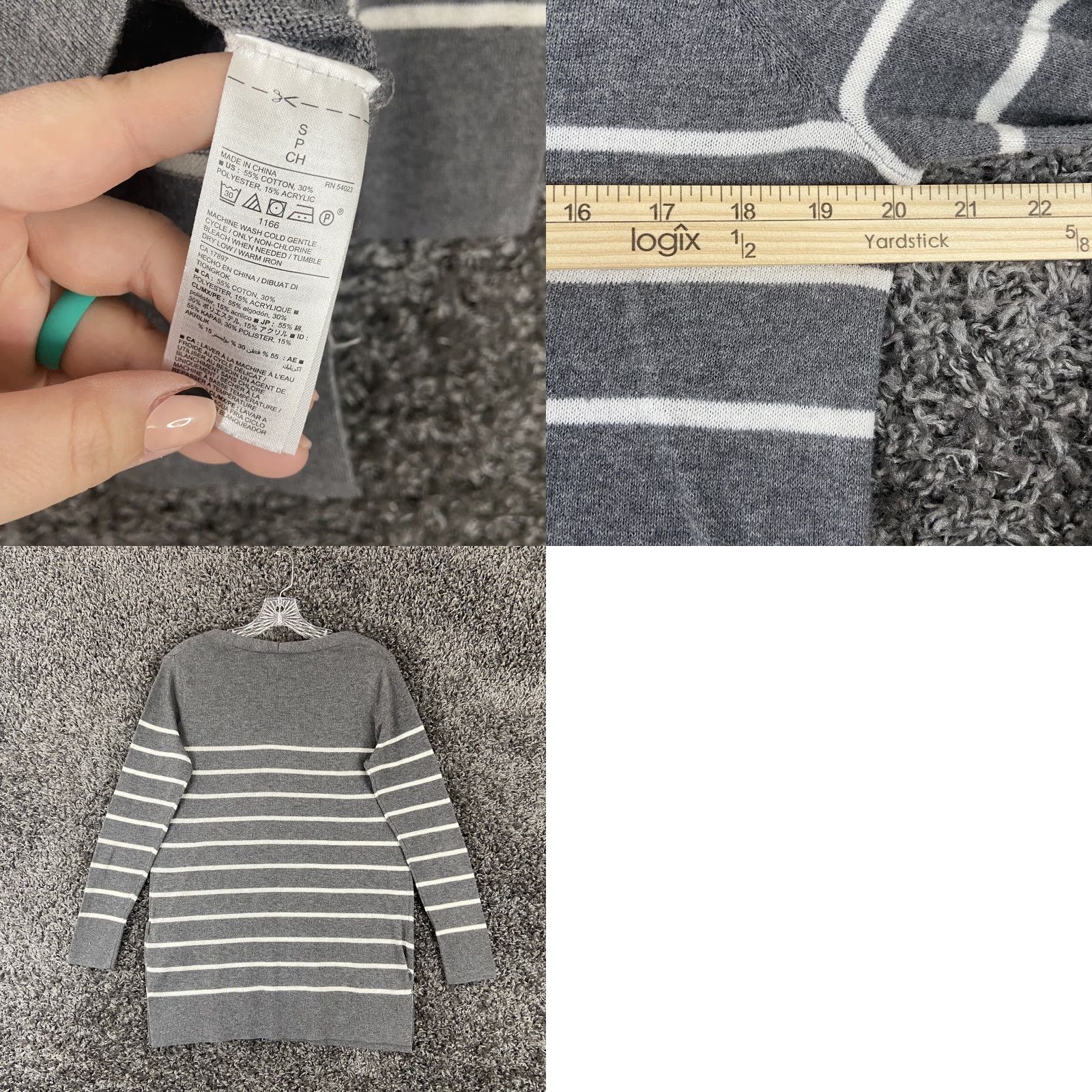 Old Navy VINTAGE? No. Old Navy Knit Blouse Gray White Stripe Long Sleeve Women’s S Gray Striped Knit Blouse Women's Small Size S / US 4 / IT 40 - 8 Thumbnail