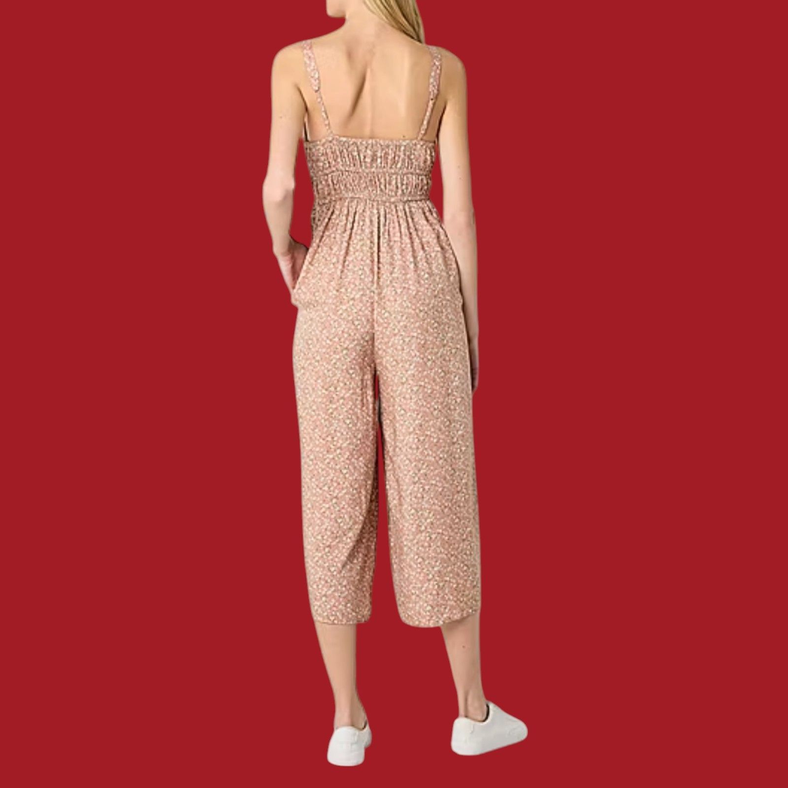 Arizona Jean Co. Arizona - Women's Sleeveless Jumpsuit - Juniors - Beige Flor Size 22" - 2 Thumbnail