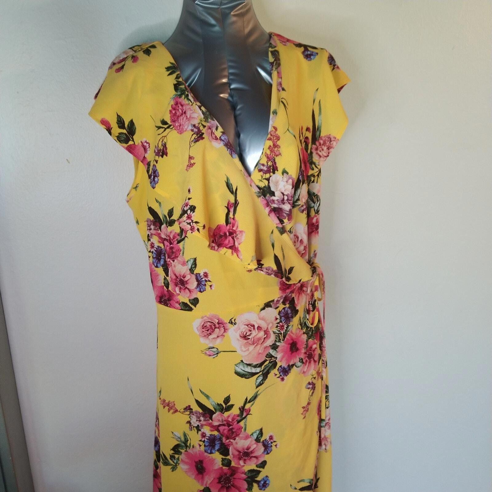 Designer Magnolia sky yellow floral dress size XL Size XL / US 12-14 / IT 48-50 - 1 Thumbnail