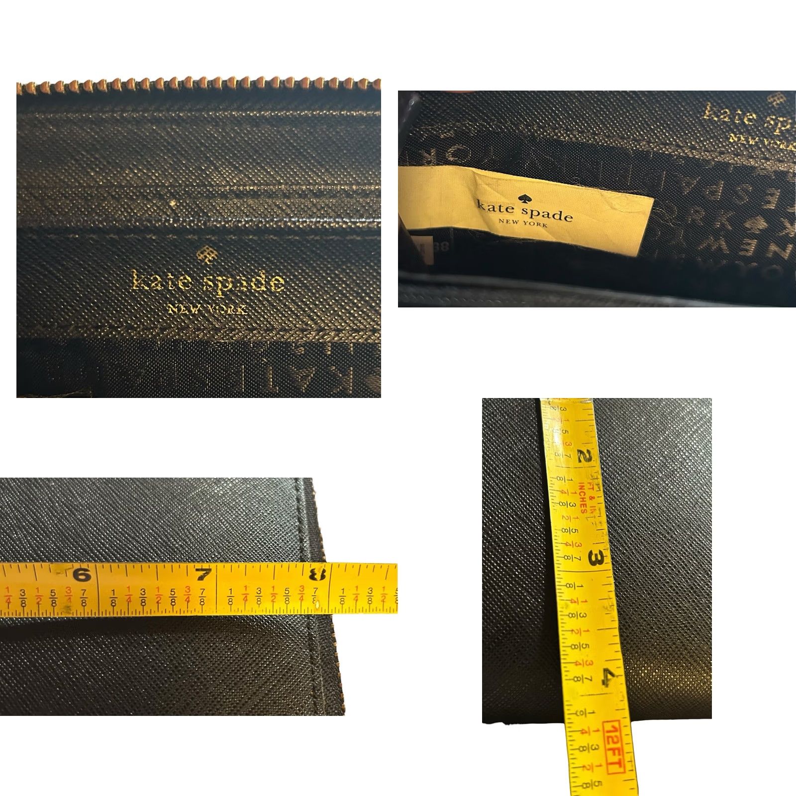 Vintage kate spade new york Neda Laurel Way Zip Around Leather Wallet Clutch Black Womens Size ONE SIZE - 8 Thumbnail