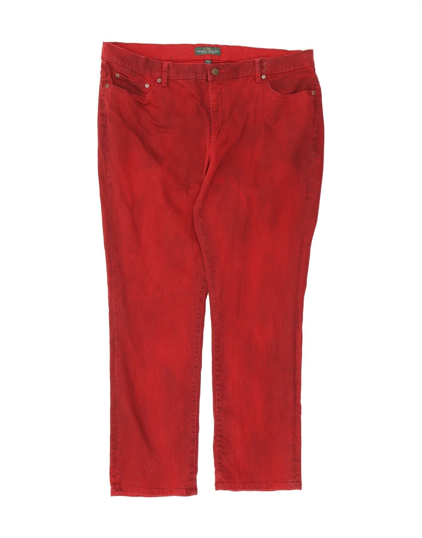 Ralph Lauren Womens Slim Jeans US 20 2XL W42 L32 Red Cotton Size 30" / US 8 / IT 44 - 1 Thumbnail
