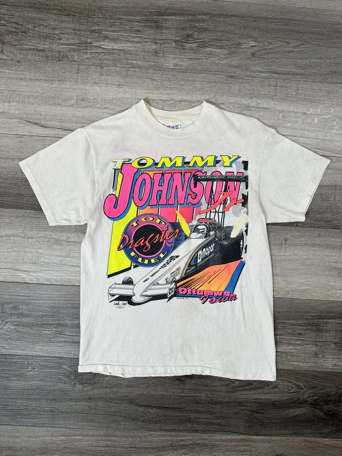 Hanes Single Stitch Neon Tommy Johnson Dragster Fuel White Size US M / EU 48-50 / 2 - 1 Thumbnail