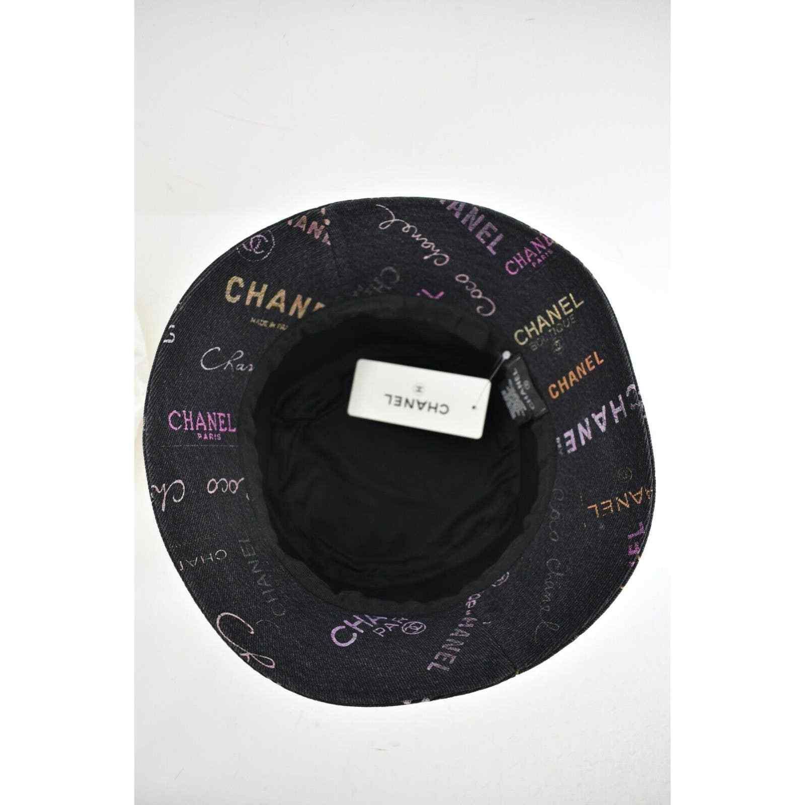 Chanel Chanel Denim Graffiti CC Logo Sun Cloche Bucket Hat Small Size ONE SIZE - 9 Thumbnail