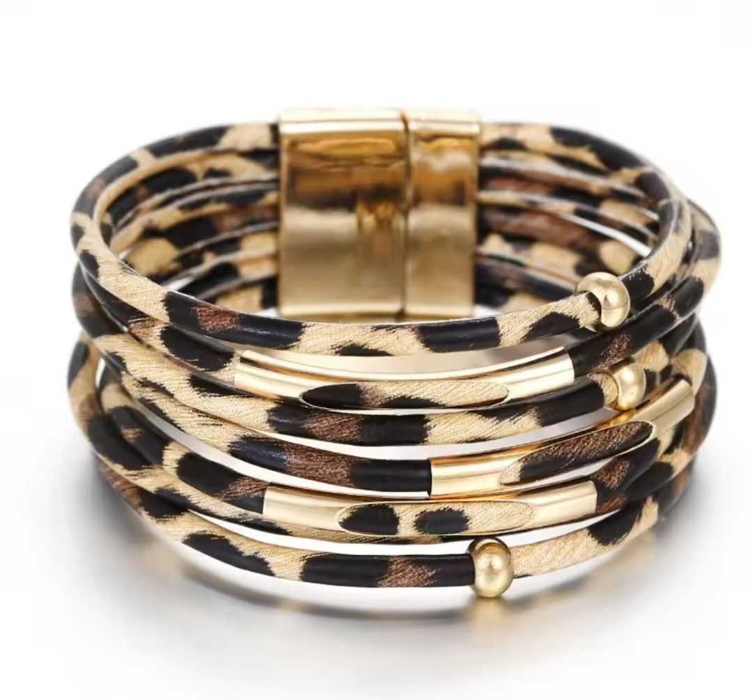 Vintage Leopard Metal Tube Spiral Bracelet Size ONE SIZE - 1 Thumbnail