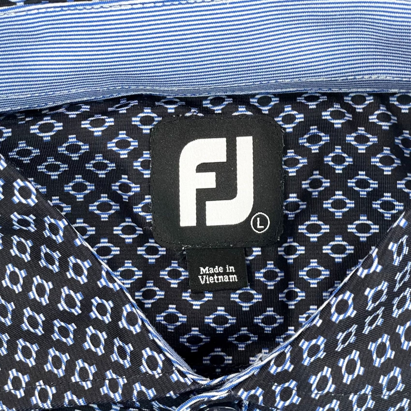 Footjoy FootJoy Polo Shirt Men L Black FootJoy Lisle Ogee Print Spread Collar Golf Polo Shirt Men Large Black Royal NEW Size US L / EU 52-54 / 3 - 2 Thumbnail