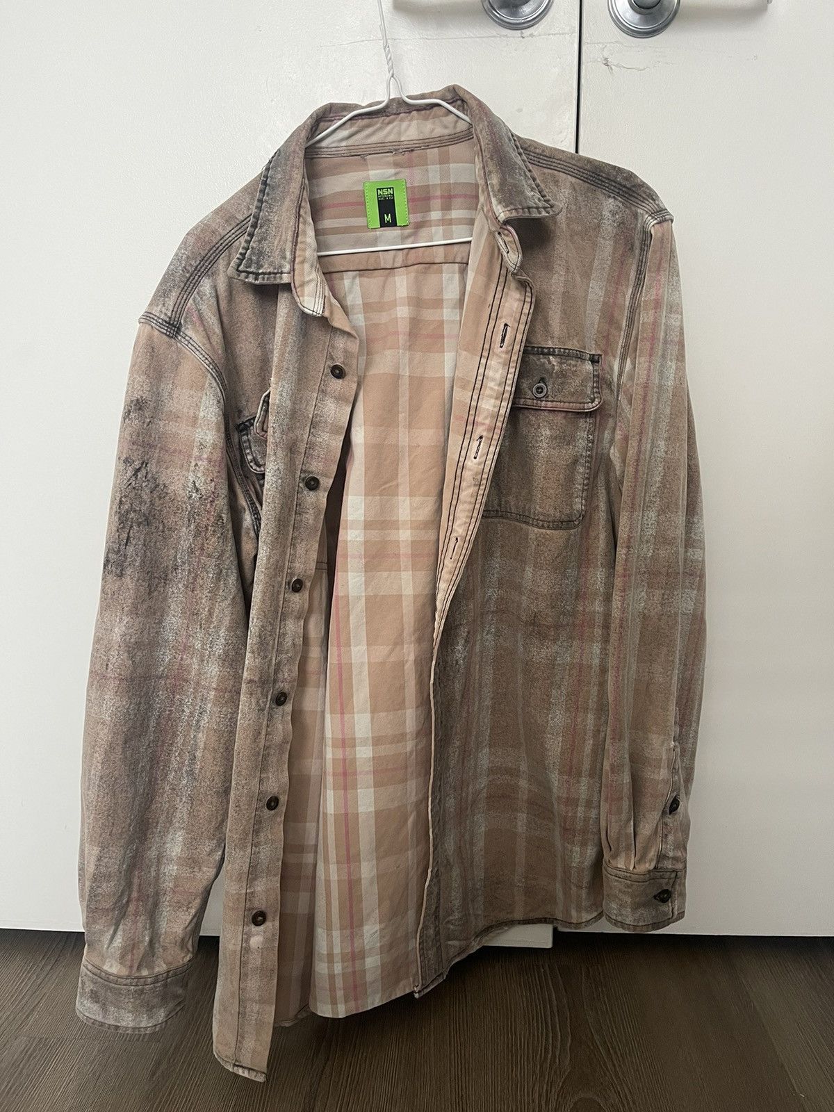 Flannel × NOTSONORMAL NOTSONORMAL Taupe Sprayed Shirt Flannel Size US M / EU 48-50 / 2 - 3 Thumbnail