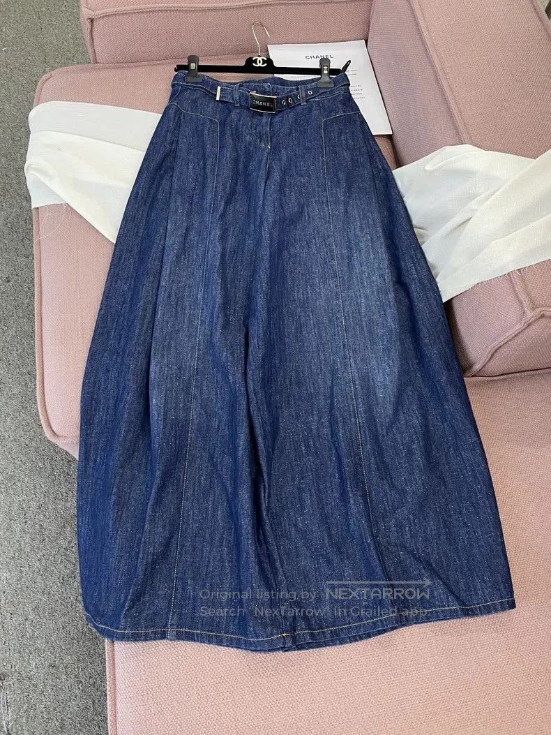Chanel Chanel Blue Wide-Leg Denim Jeans. Size US 38 / EU 54 - 1 Thumbnail