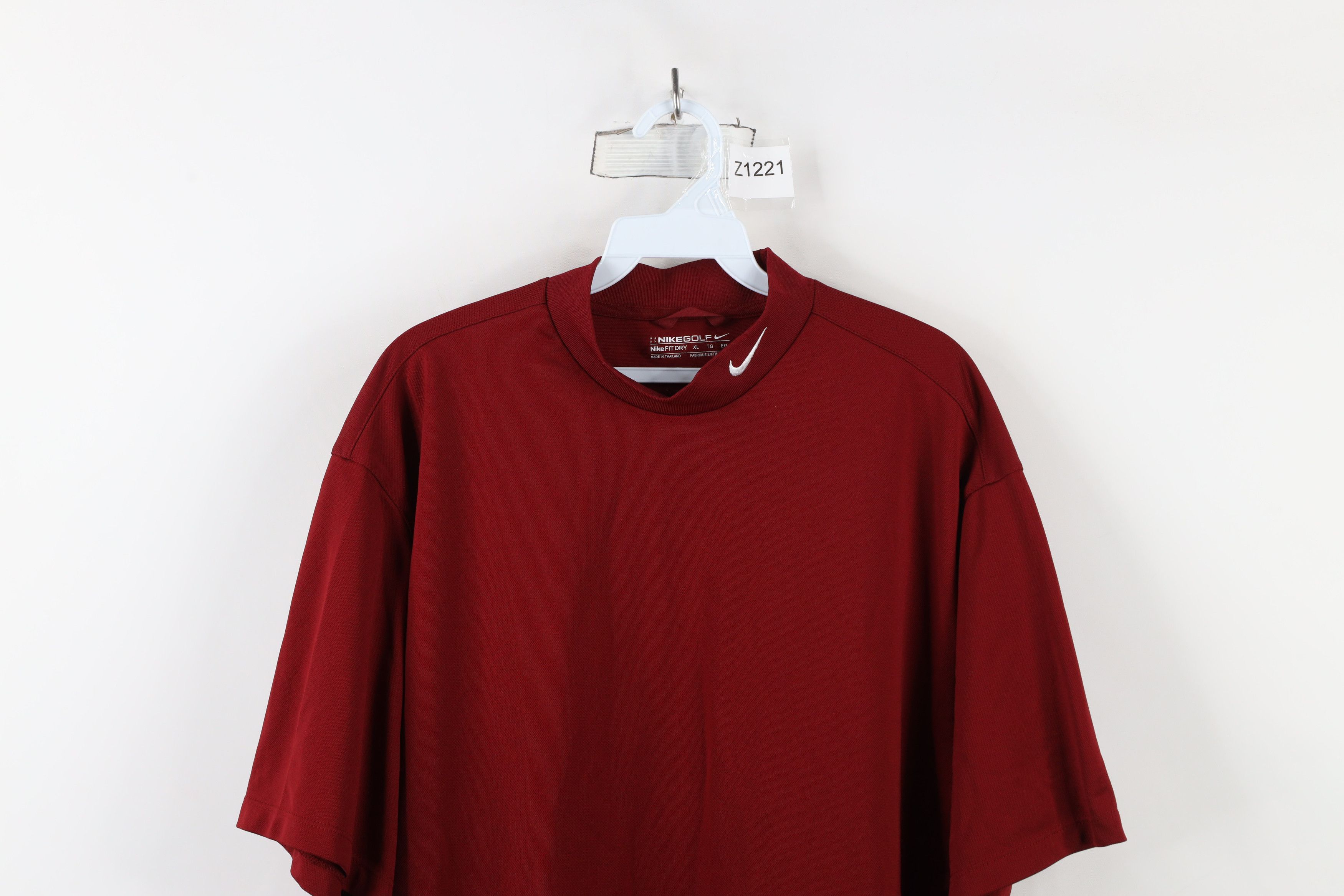 Nike × Vintage Vintage Nike Golf Mini Swoosh Short Sleeve Mock Neck T-Shirt Size US XL / EU 56 / 4 - 2 Thumbnail
