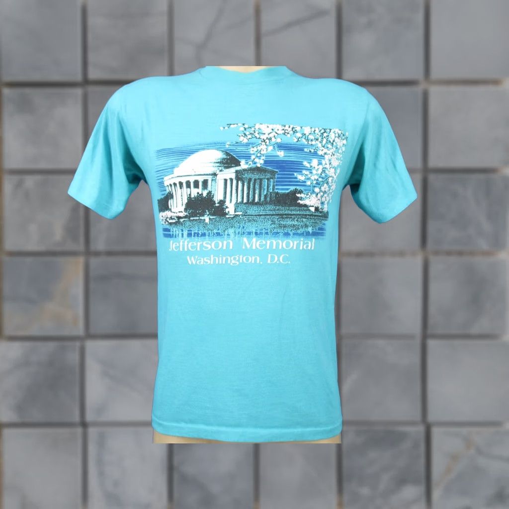 Hanes VINTAGE 80s JEFFERSON MEMORIAL WASHINGTON D.C. T-Shirt XS/SMALL Mens Size US XS / EU 42 / 0 - 1 Thumbnail