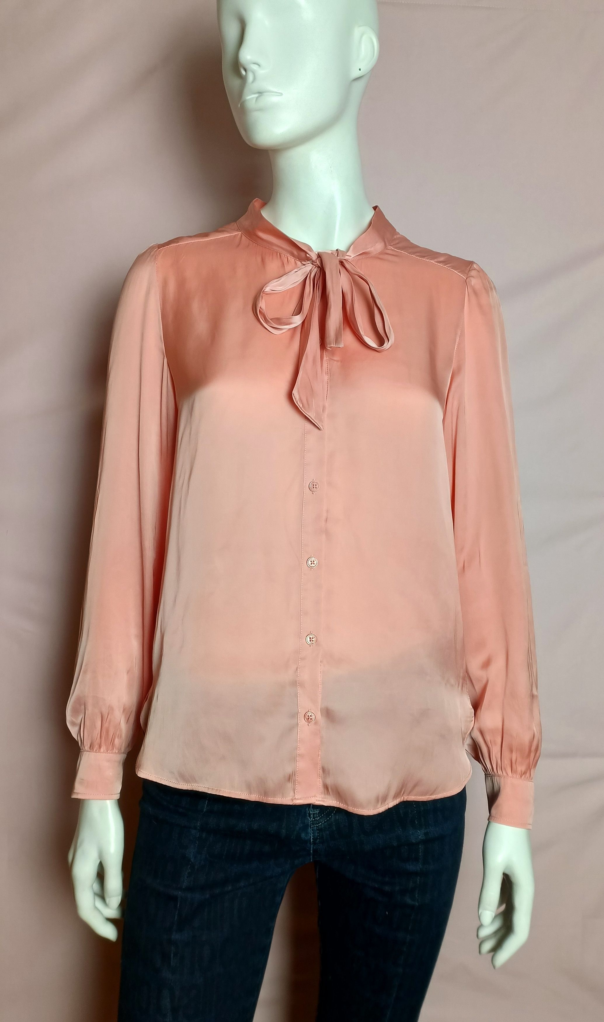 Zadig & Voltaire Zadig & Voltaire Tie-Neck Top Rose Taos Satin Blouse Size M / US 6-8 / IT 42-44 - 4 Thumbnail