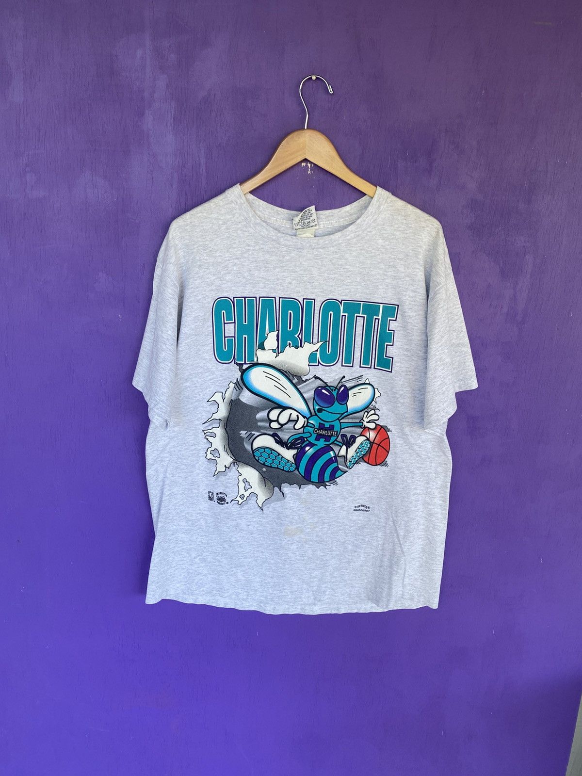 Nutmeg Vintage 90s Nutmeg Charlotte hornets breakthrough t-shirt Size US XL / EU 56 / 4 - 1 Thumbnail