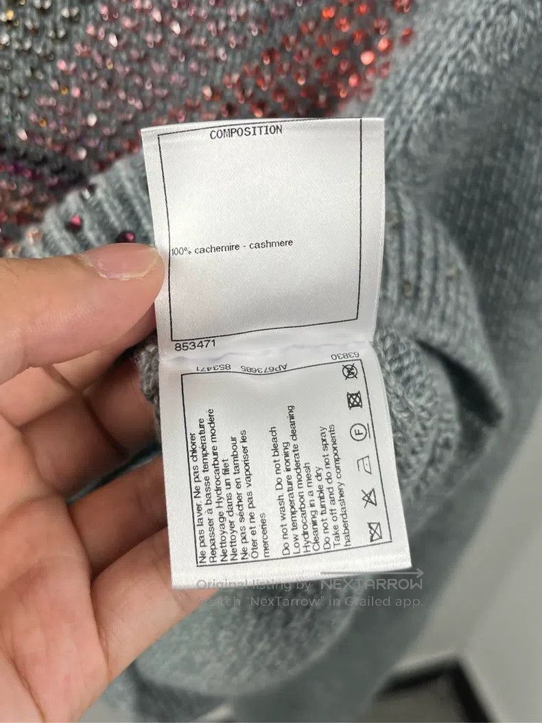 Chanel Chanel Gray rhinestone print logo long-sleeved sweater Size XXS / US 00 / IT 34 - 6 Thumbnail