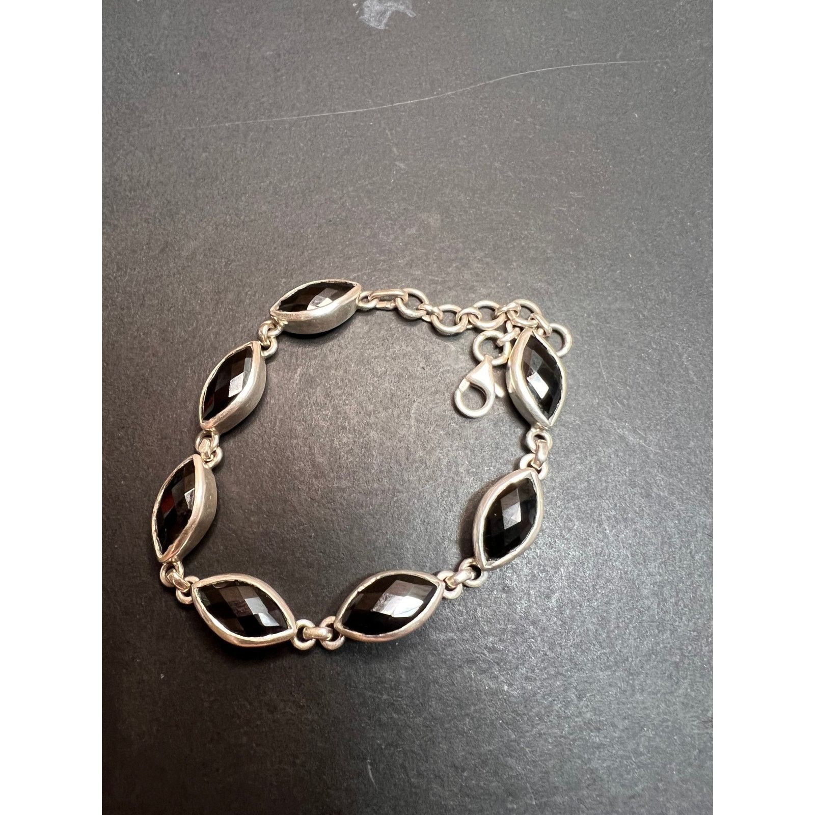 Other NEW Black onyx sterling silver 8 inch bracelet Size ONE SIZE - 1 Thumbnail