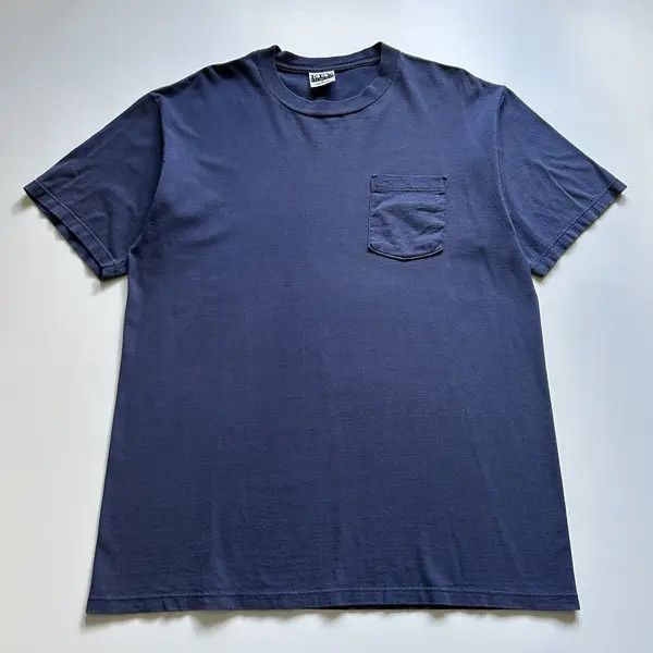 Vintage Vintage 90s Faded Blue Blank Pocket T Shirt Large USA Made Size US L / EU 52-54 / 3 - 1 Thumbnail