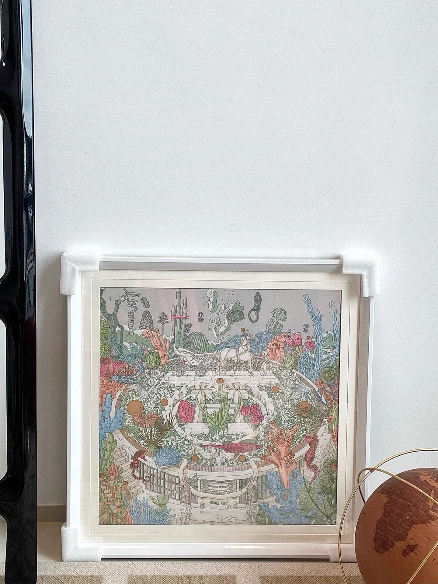 Hermes Hermes 70x70cm Atlantis Pink Border New Framed Scarf Size ONE SIZE - 2 Thumbnail