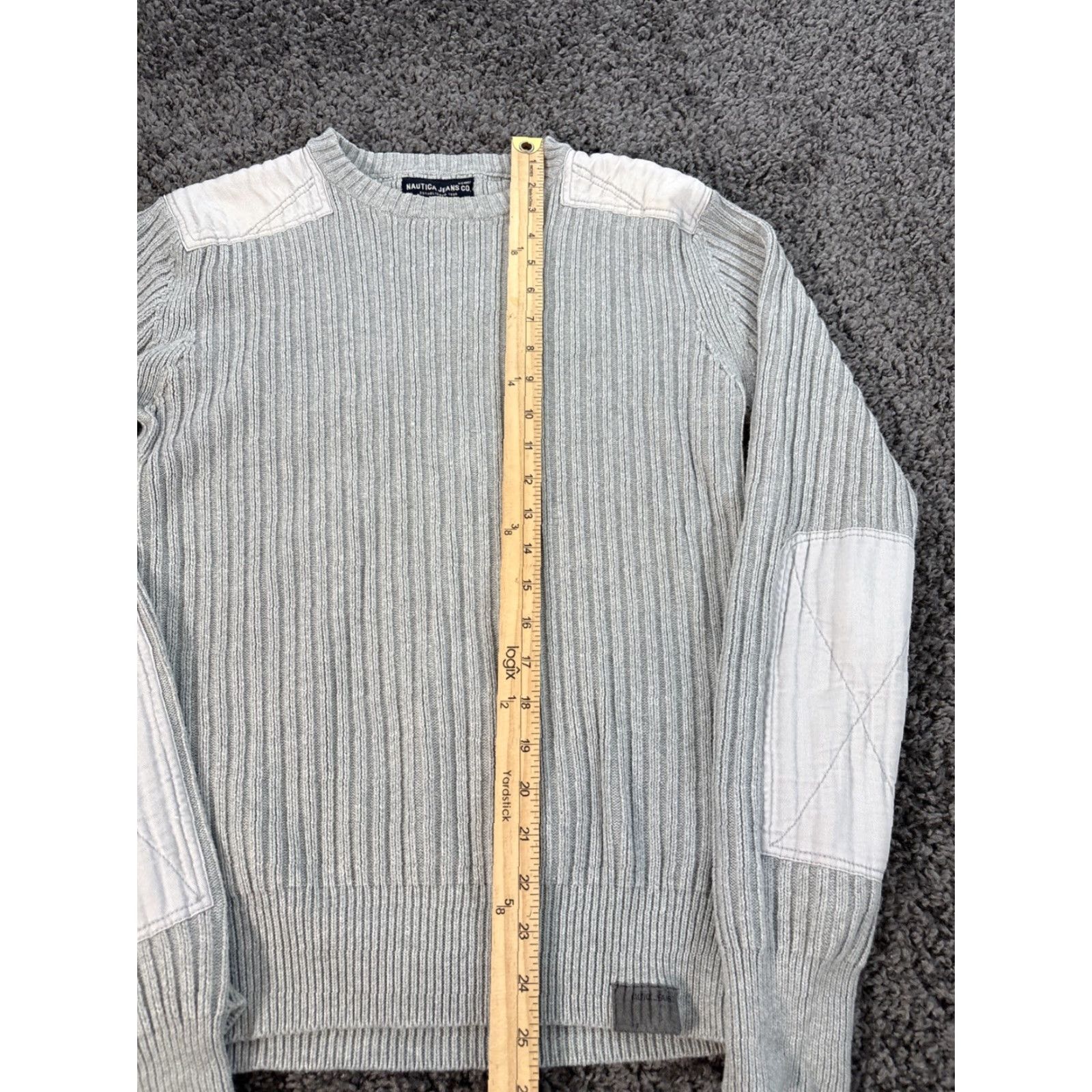 Nautica VINTAGE Nautica Commando Sweater Mens Small Gray 100% Cotton Patches Crew Neck Size US S / EU 44-46 / 1 - 2 Thumbnail