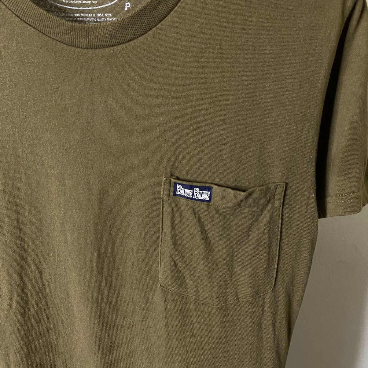 Blue Blue Japan × Fruit Of The Loom Single Pocket Olive Green Blank T Shirt Size US S / EU 44-46 / 1 - 2 Thumbnail