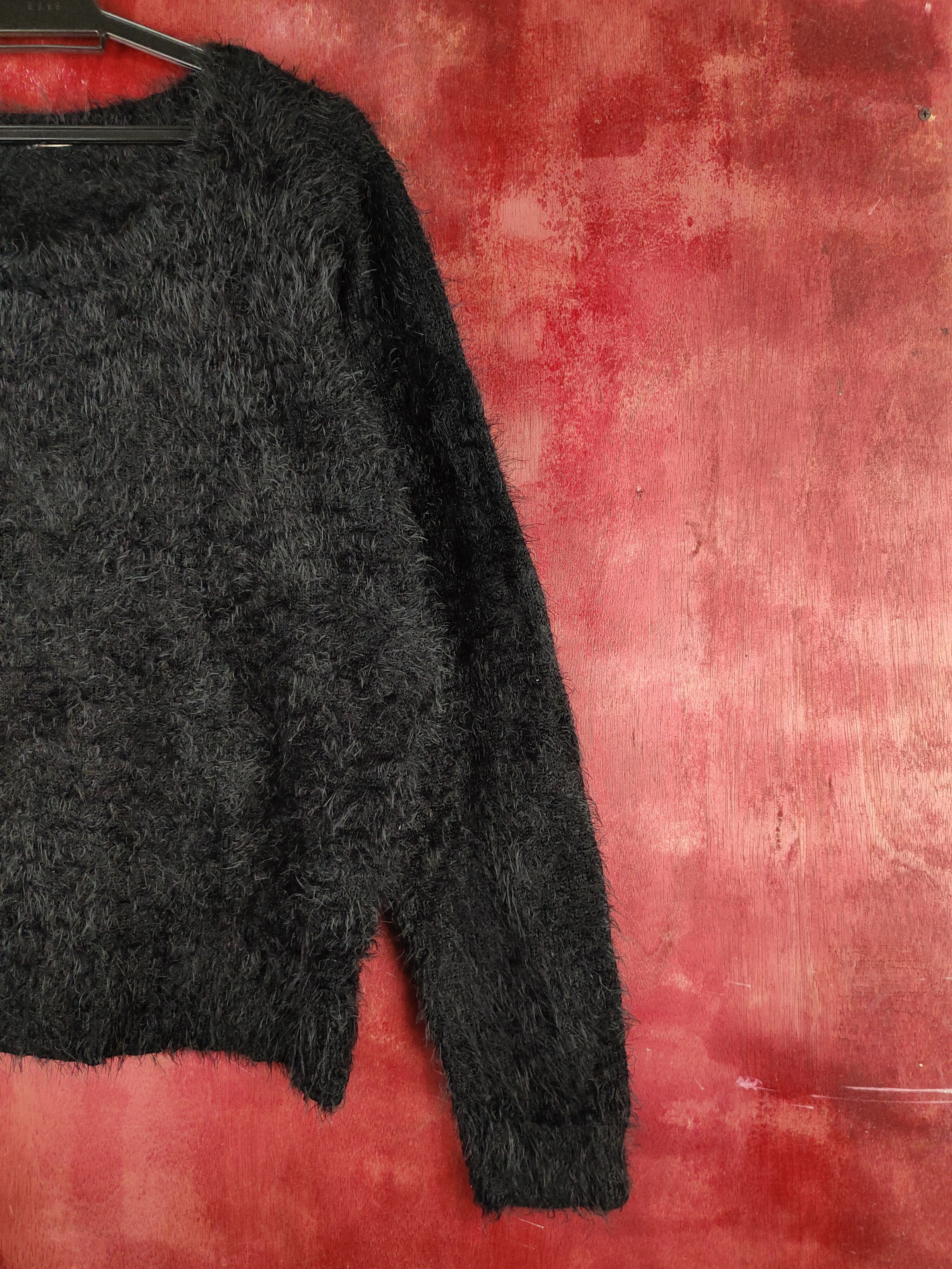 Japanese Brand × Vintage Avail Avantgarde Black Fur Mohair Knitwear Size L / US 10 / IT 46 - 5 Thumbnail